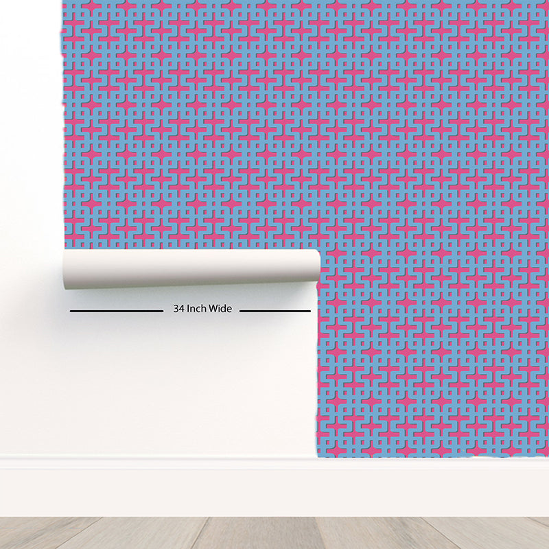 Chiang Mai Pink Blue Peel and Stick Wallpaper - nicolettemayer.com