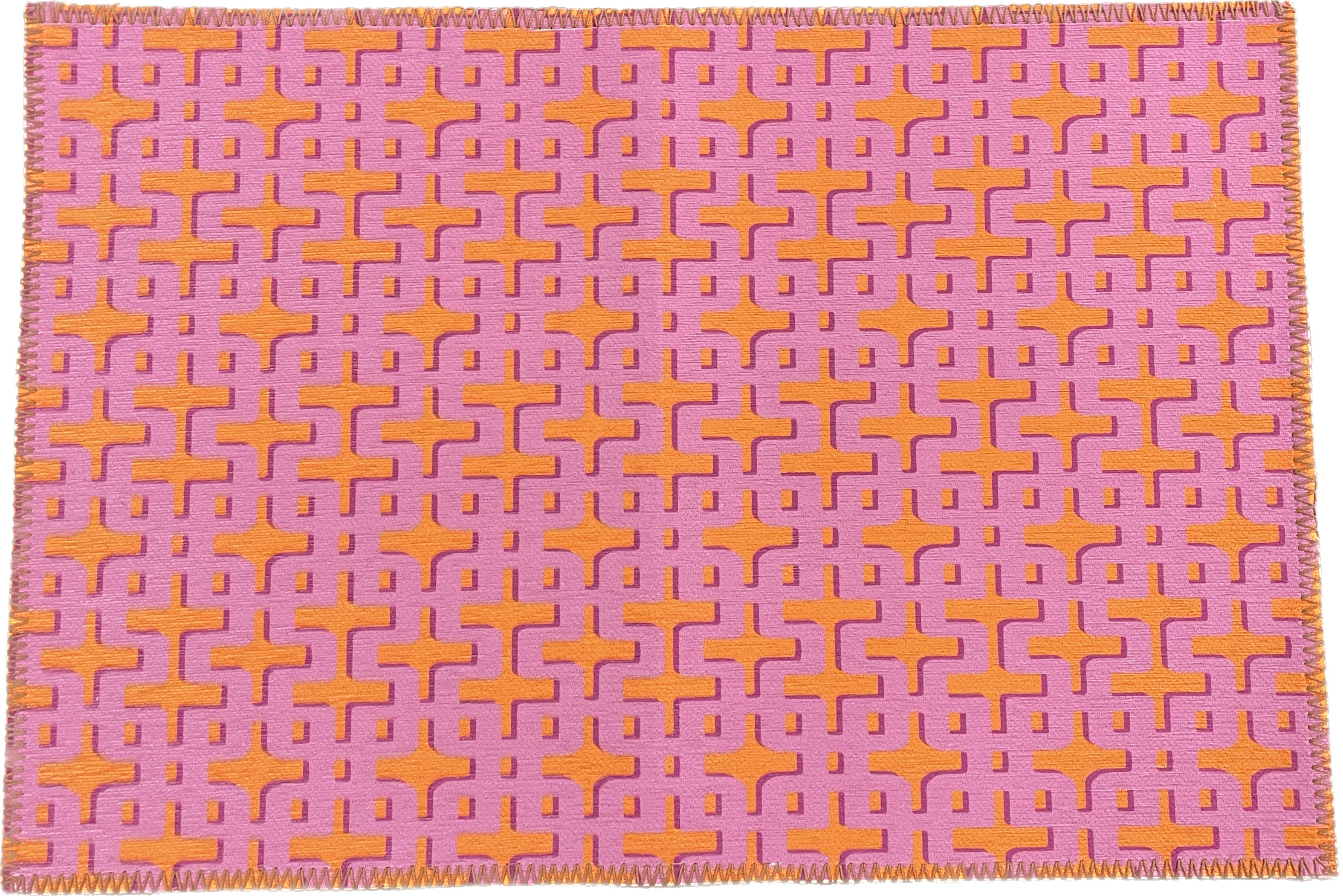 Waschbarer Chenille-Teppich „Chiang Mai“ in Rosa und Orange