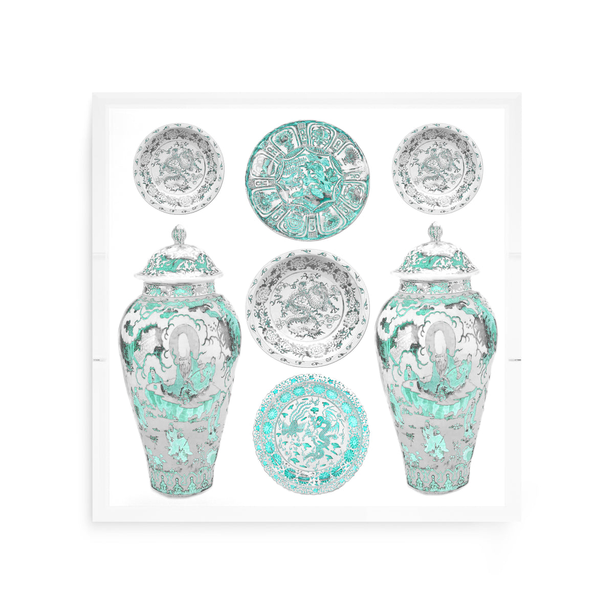 Chinoise Ceramic Cerulean Acrylic Decorative Tray, 12 x 12 in. by Nicolette Mayer