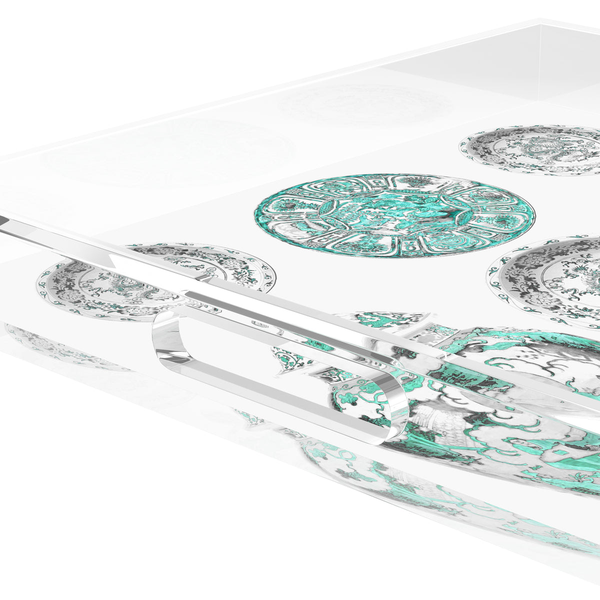 Chinoise Ceramic Cerulean Acrylic Decorative Tray, 12 x 12 in. by Nicolette Mayer