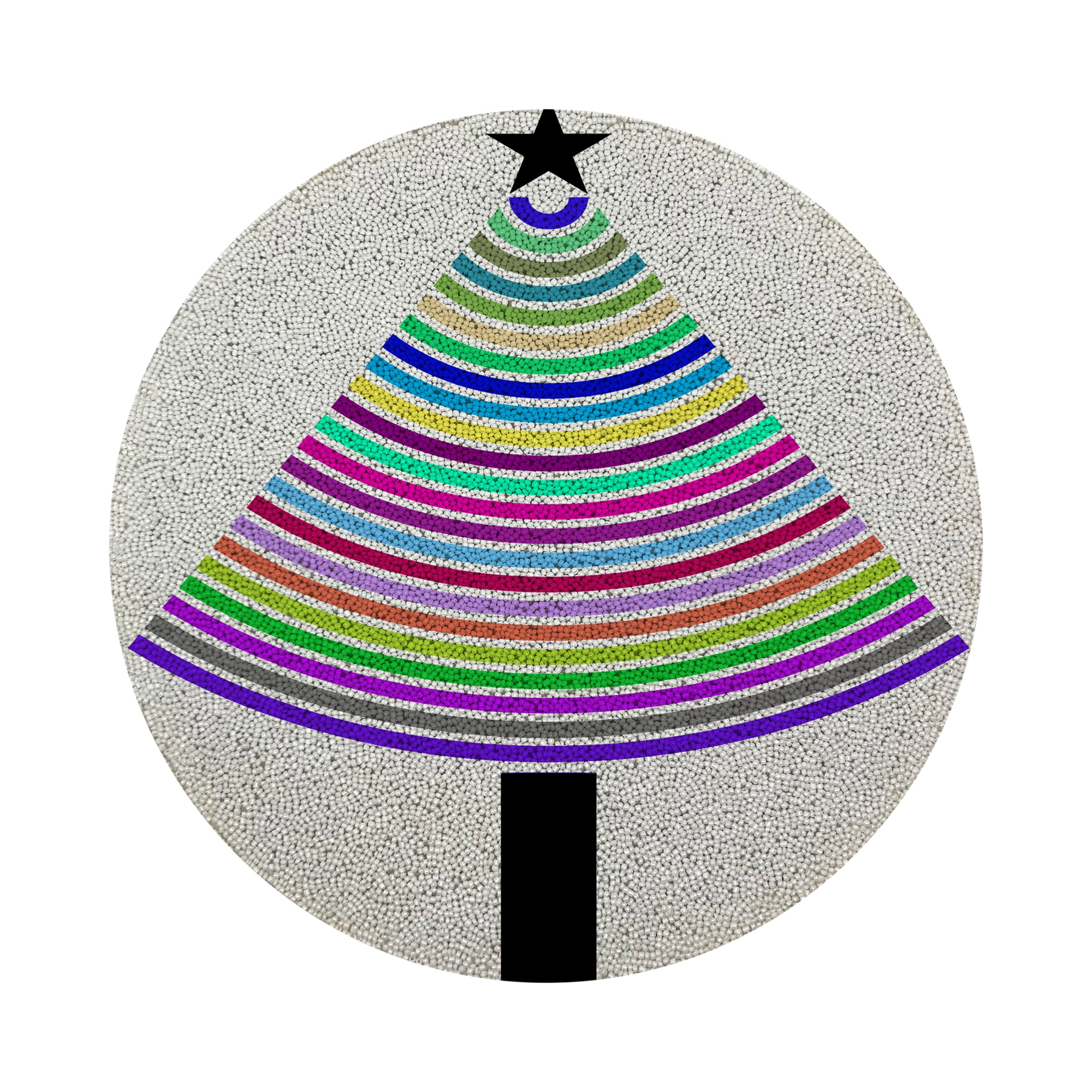 Christmas Tree Brights Round Beaded Placemat Smooth