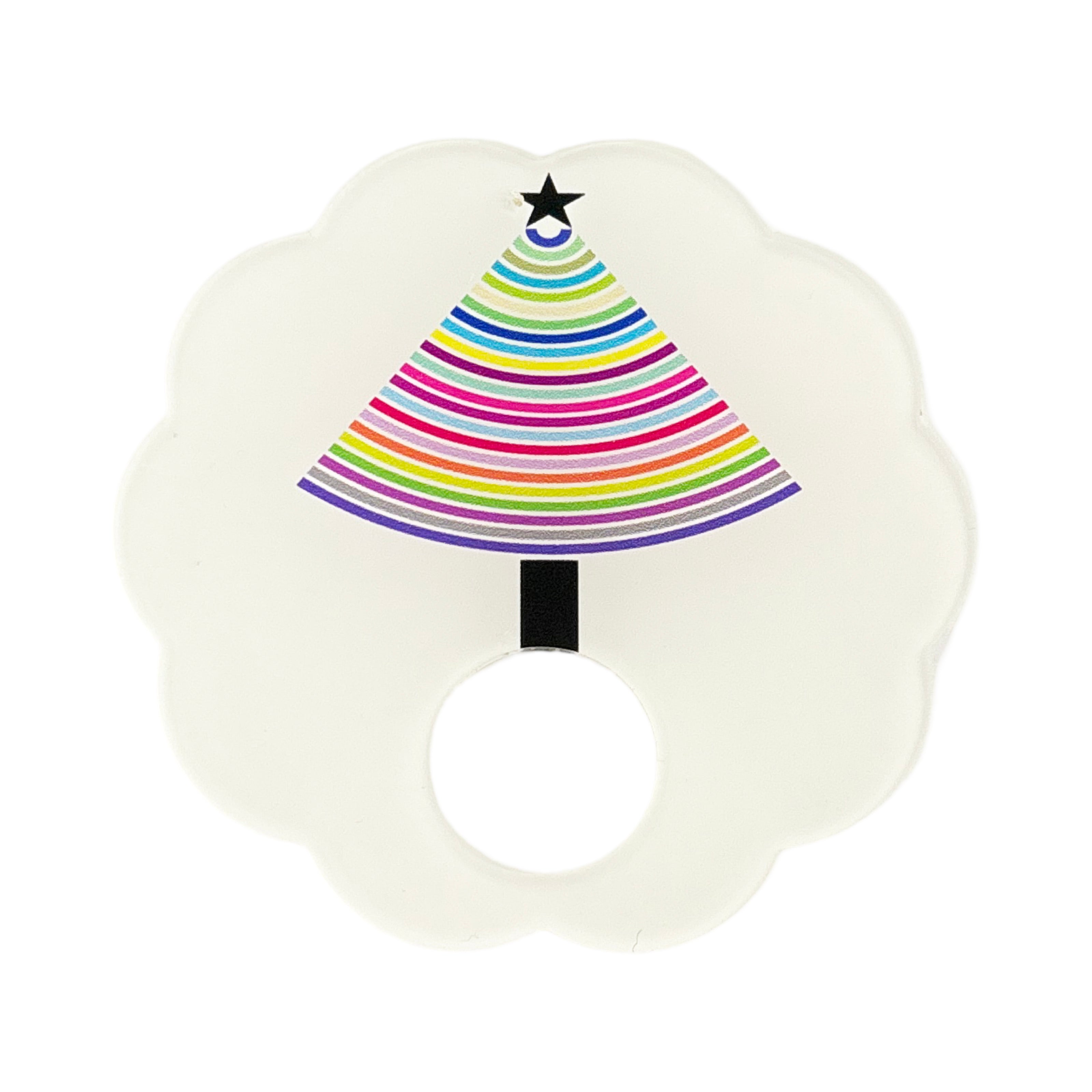 Christmas Tree Brights Acrylic Scallop Napkin Ring - Set of 4