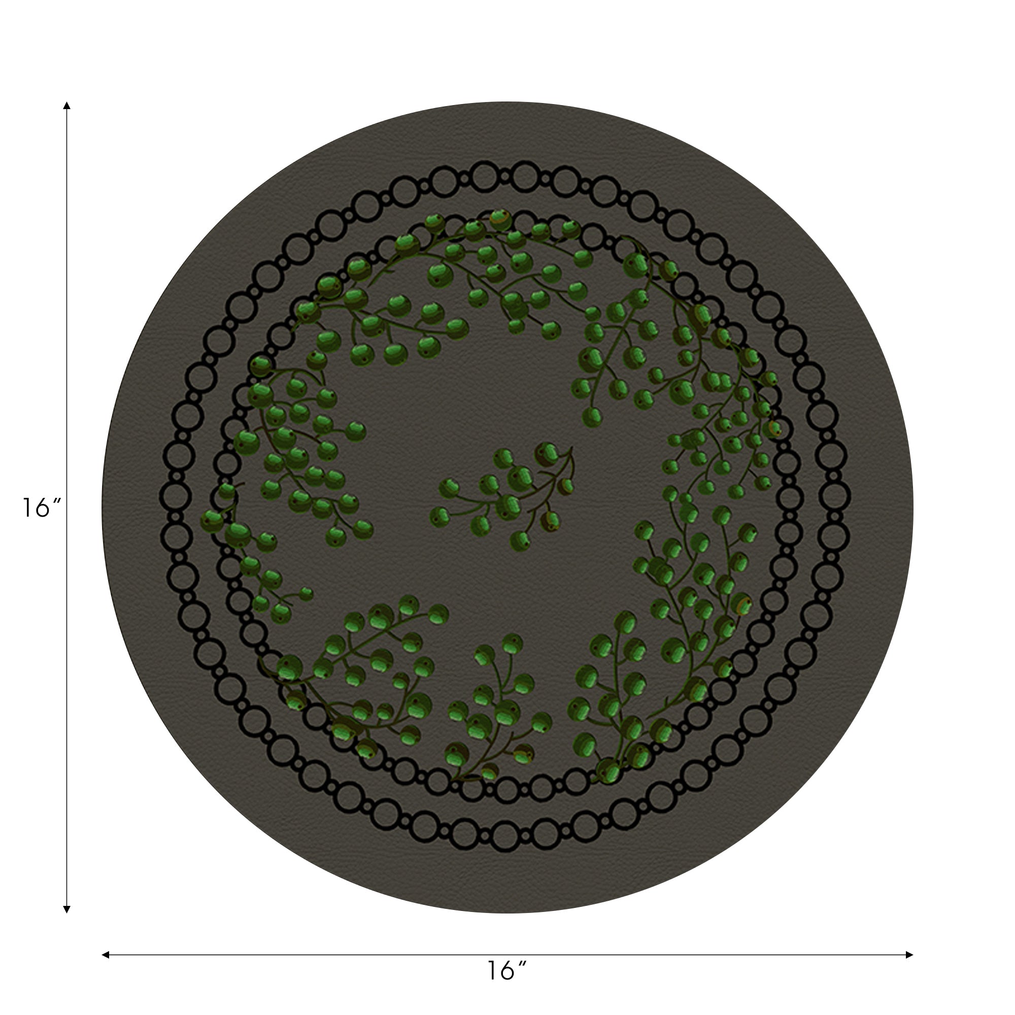 Christmas Berries Anthracite Green 16" Round Pebble Placemats, Set of 4 - nicolettemayer.com