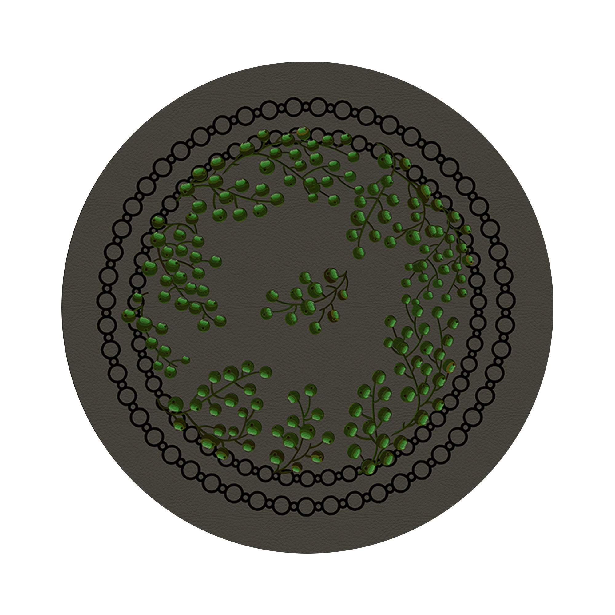 Christmas Berries Anthracite Green 16" Round Pebble Placemats, Set of 4 - nicolettemayer.com