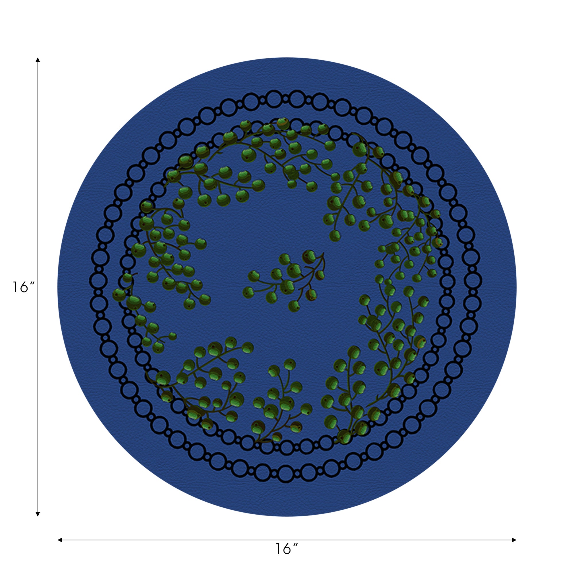 Christmas Berries Green Blue 16" Round Pebble Placemats, Set of 4 - nicolettemayer.com