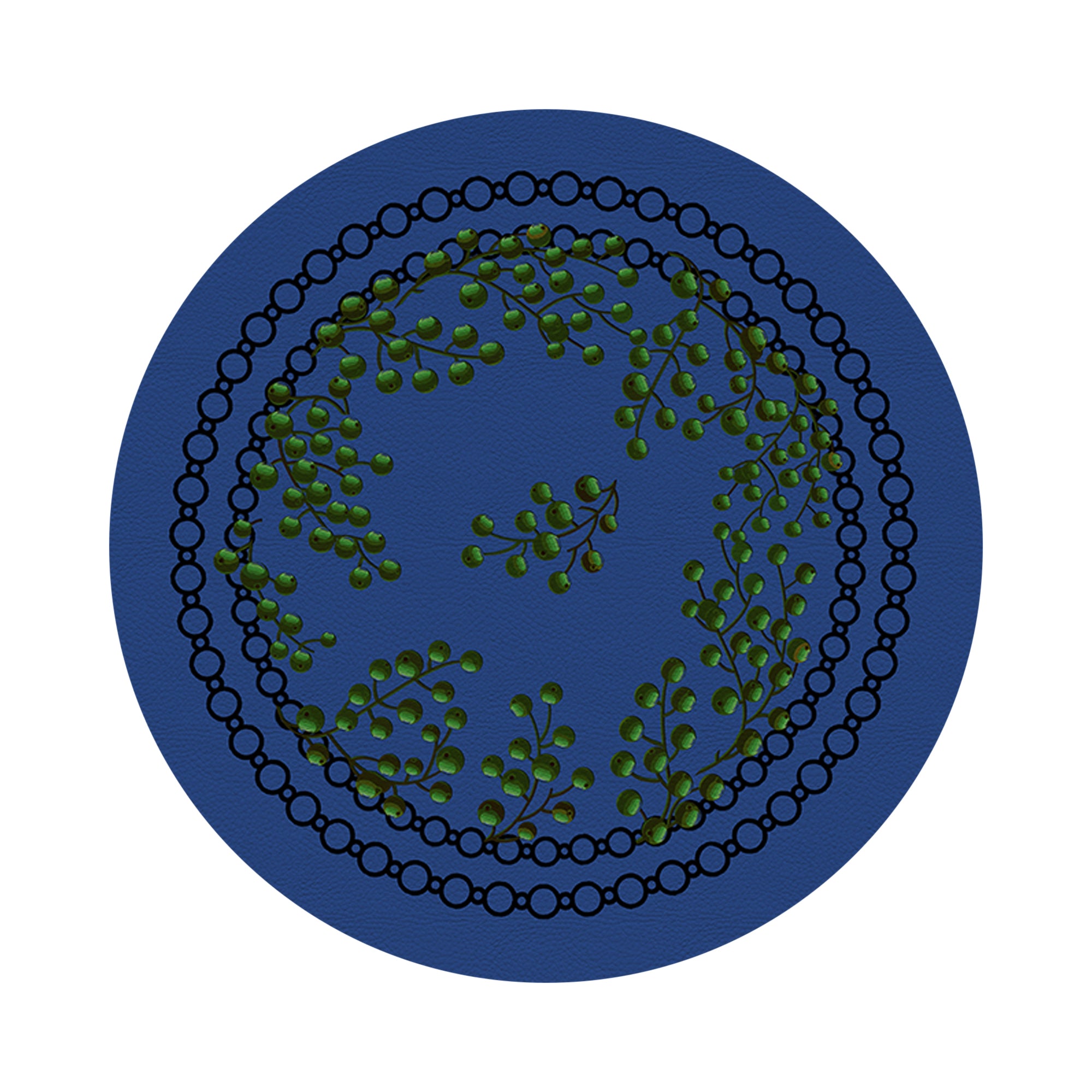 Christmas Berries Green Blue 16" Round Pebble Placemats, Set of 4 - nicolettemayer.com