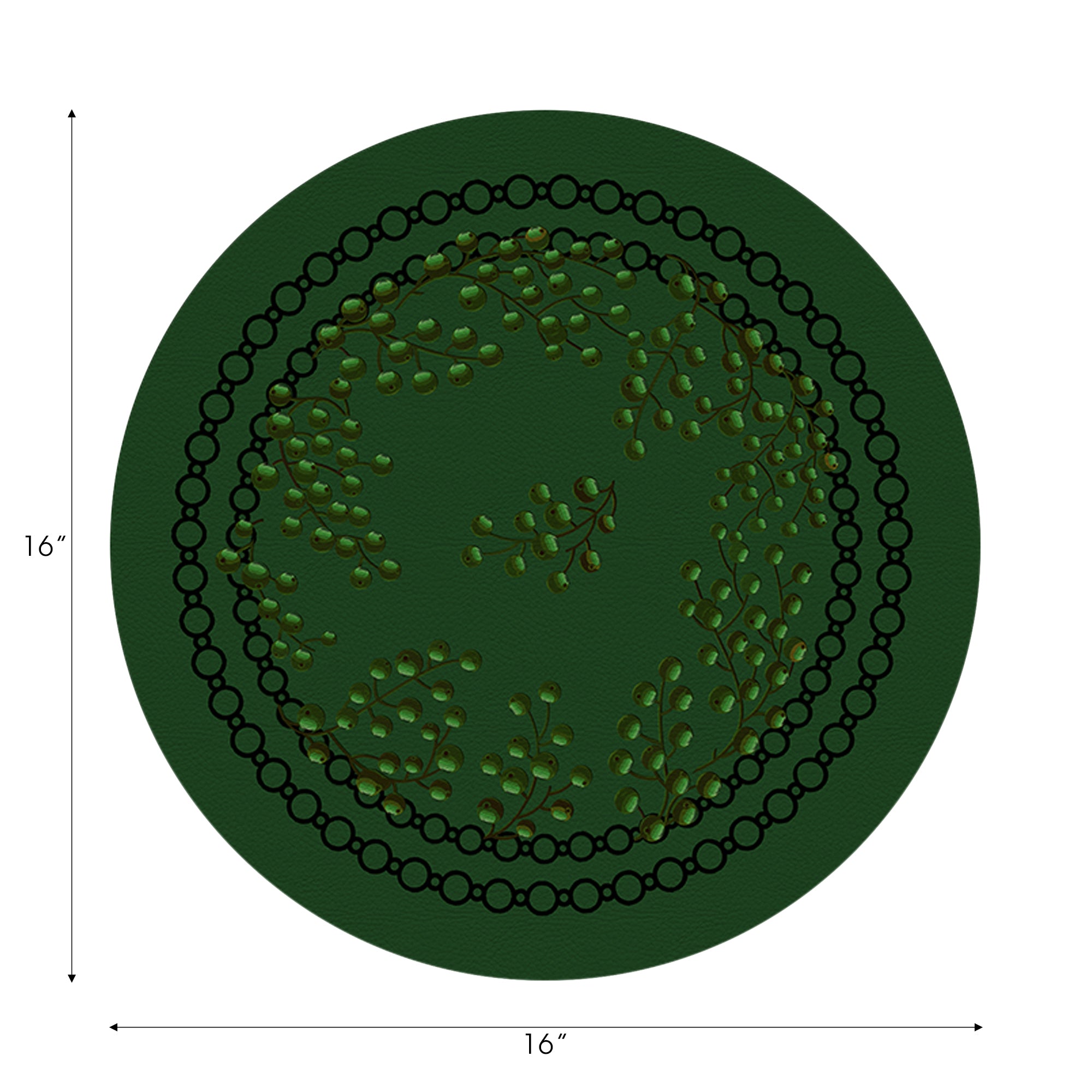 Christmas Berries Green Green 16" Round Pebble Placemats, Set of 4 - nicolettemayer.com