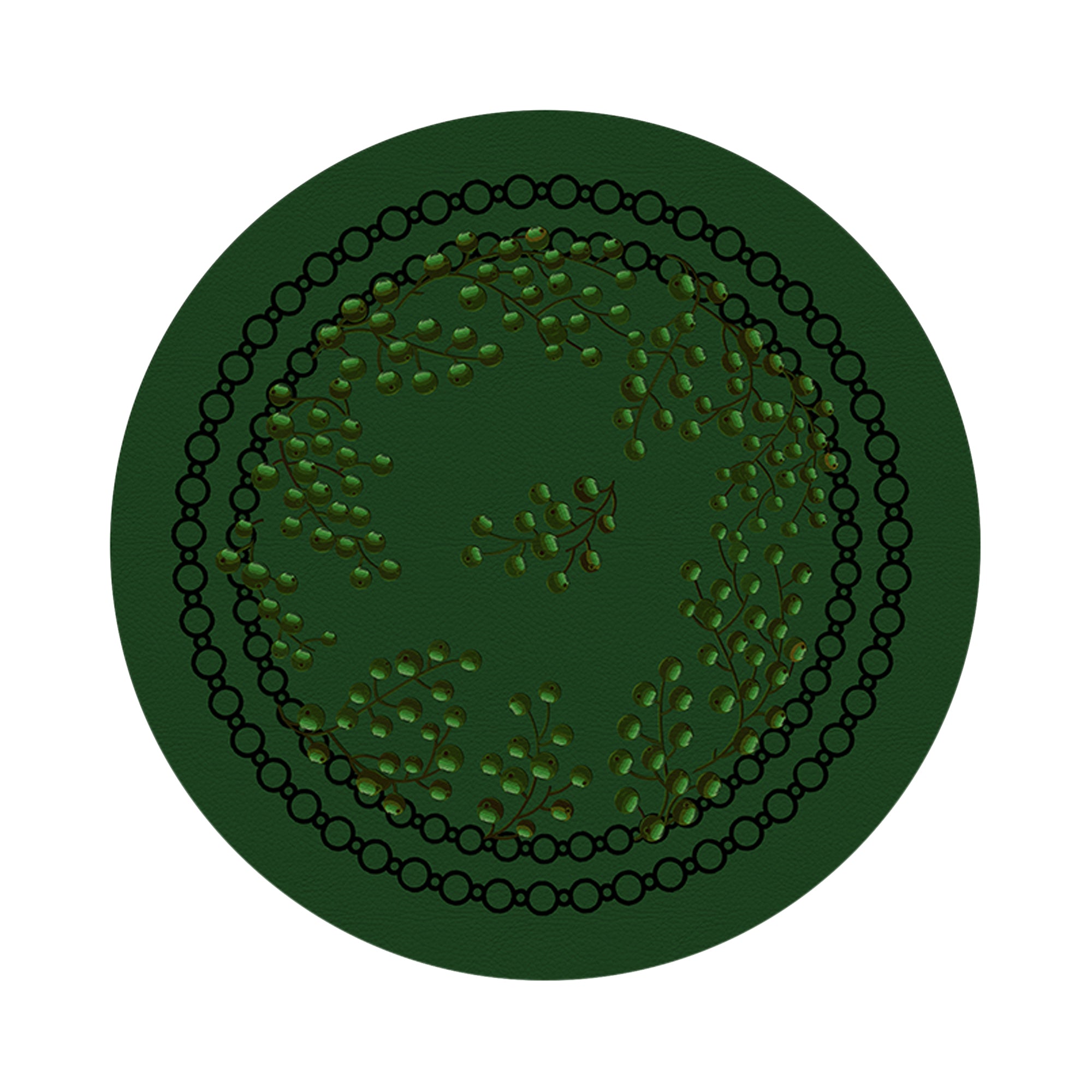 Christmas Berries Green Green 16" Round Pebble Placemats, Set of 4 - nicolettemayer.com