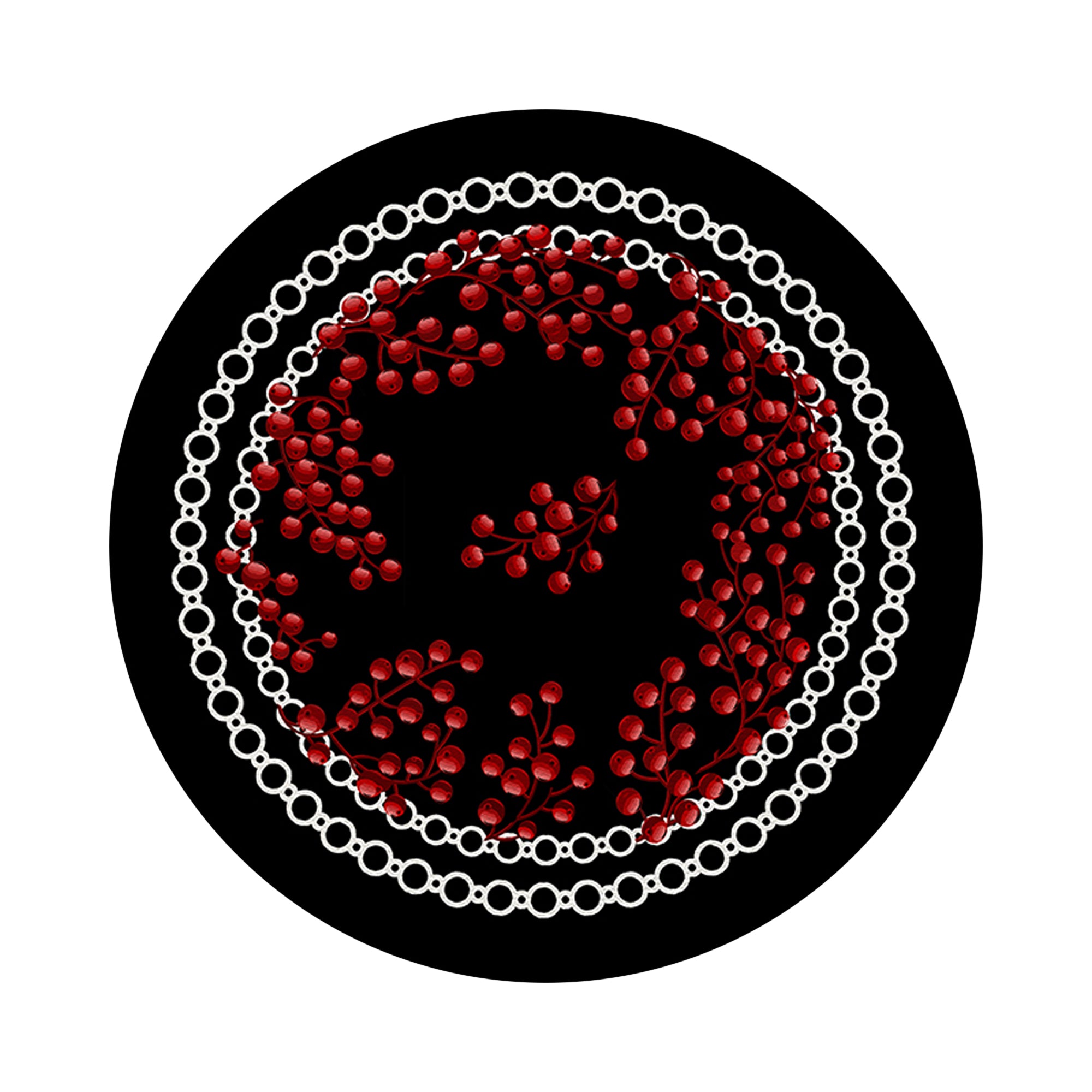 Christmas Berries Red Black 16" Round Pebble Placemats, Set of 4 - nicolettemayer.com