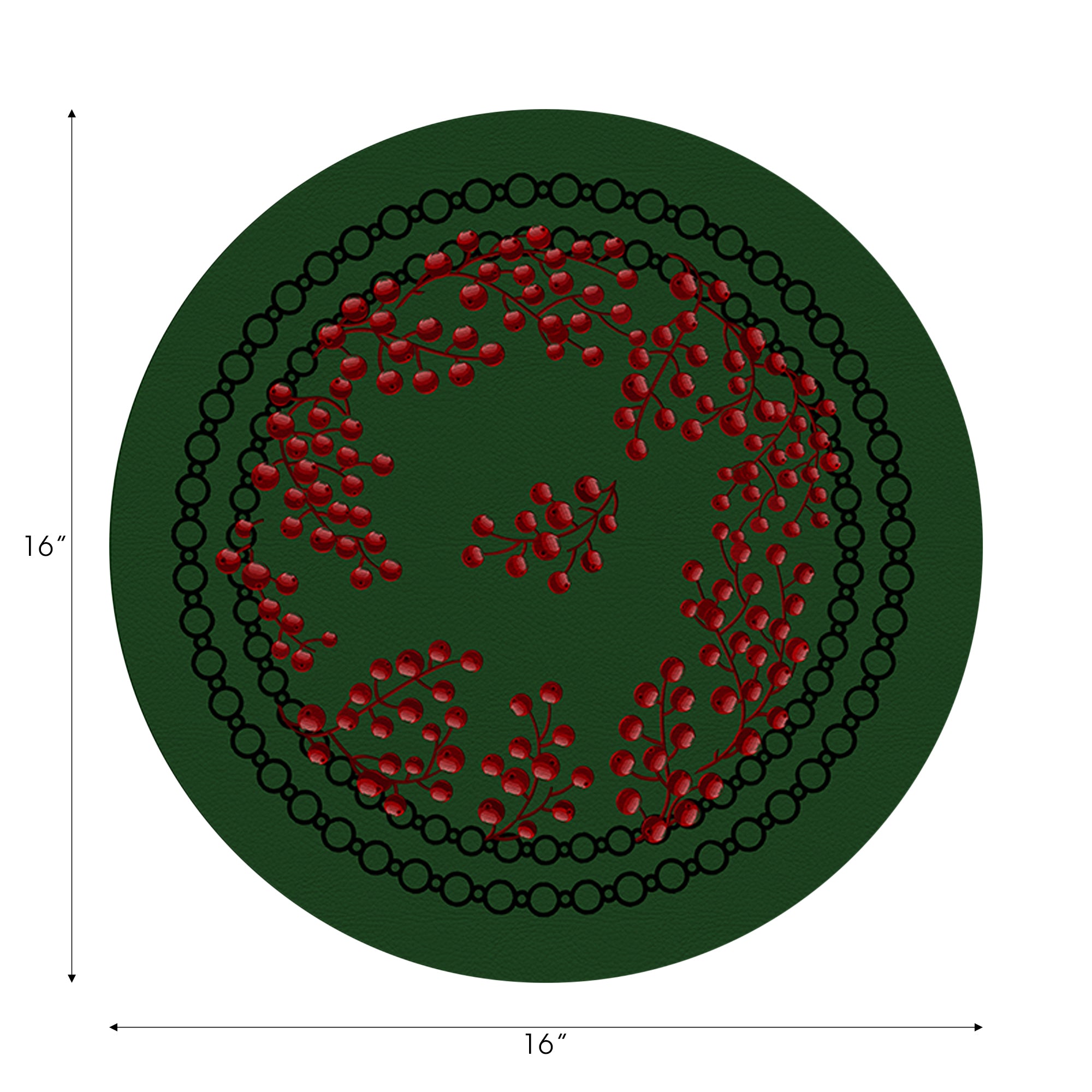 Christmas Berries Red Green 16" Round Pebble Placemats, Set of 4 - nicolettemayer.com