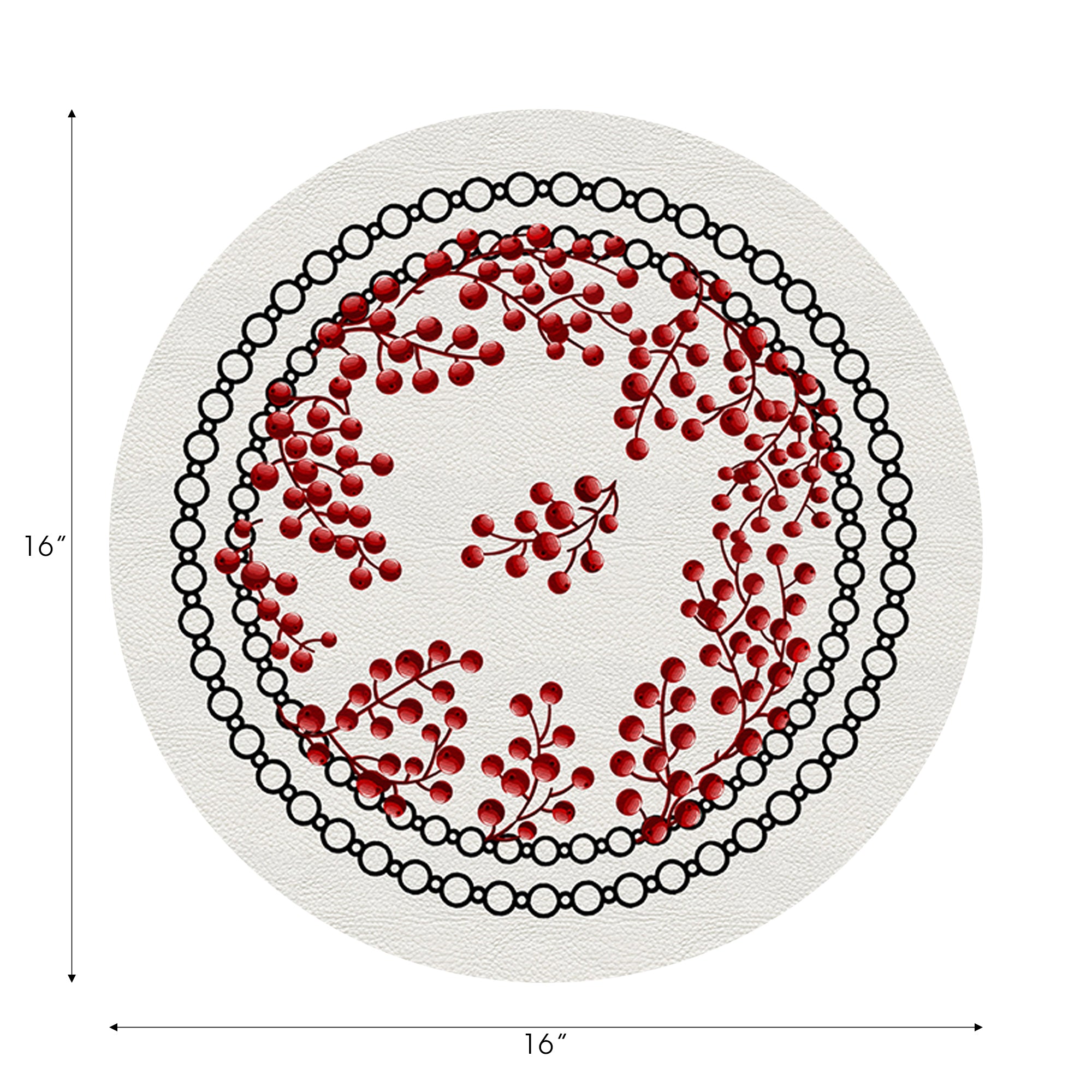 Christmas Berries Red White 16" Round Pebble Placemats, Set of 4 - nicolettemayer.com
