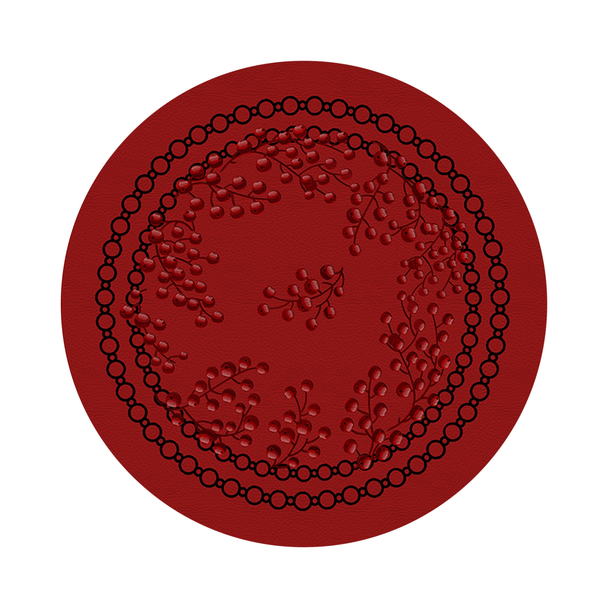 Christmas Berries Red Red 16 Round Pebble Placemat Set of 4 - nicolettemayer.com