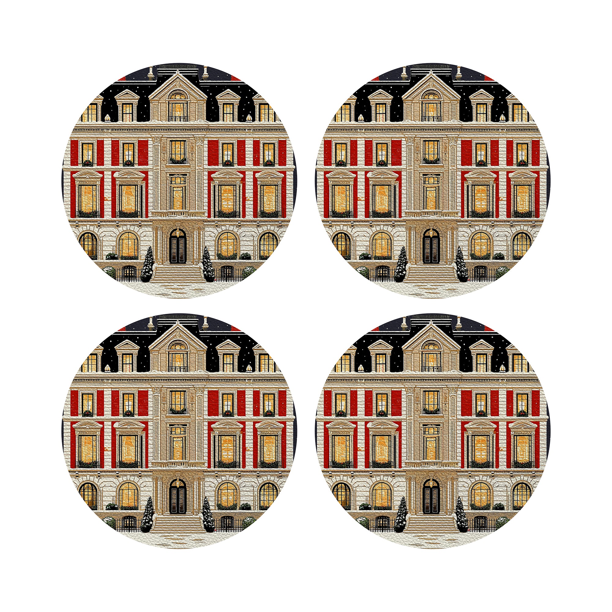 Christmas On Fifth Avenue Vegan Leather Round Pebble Placemat