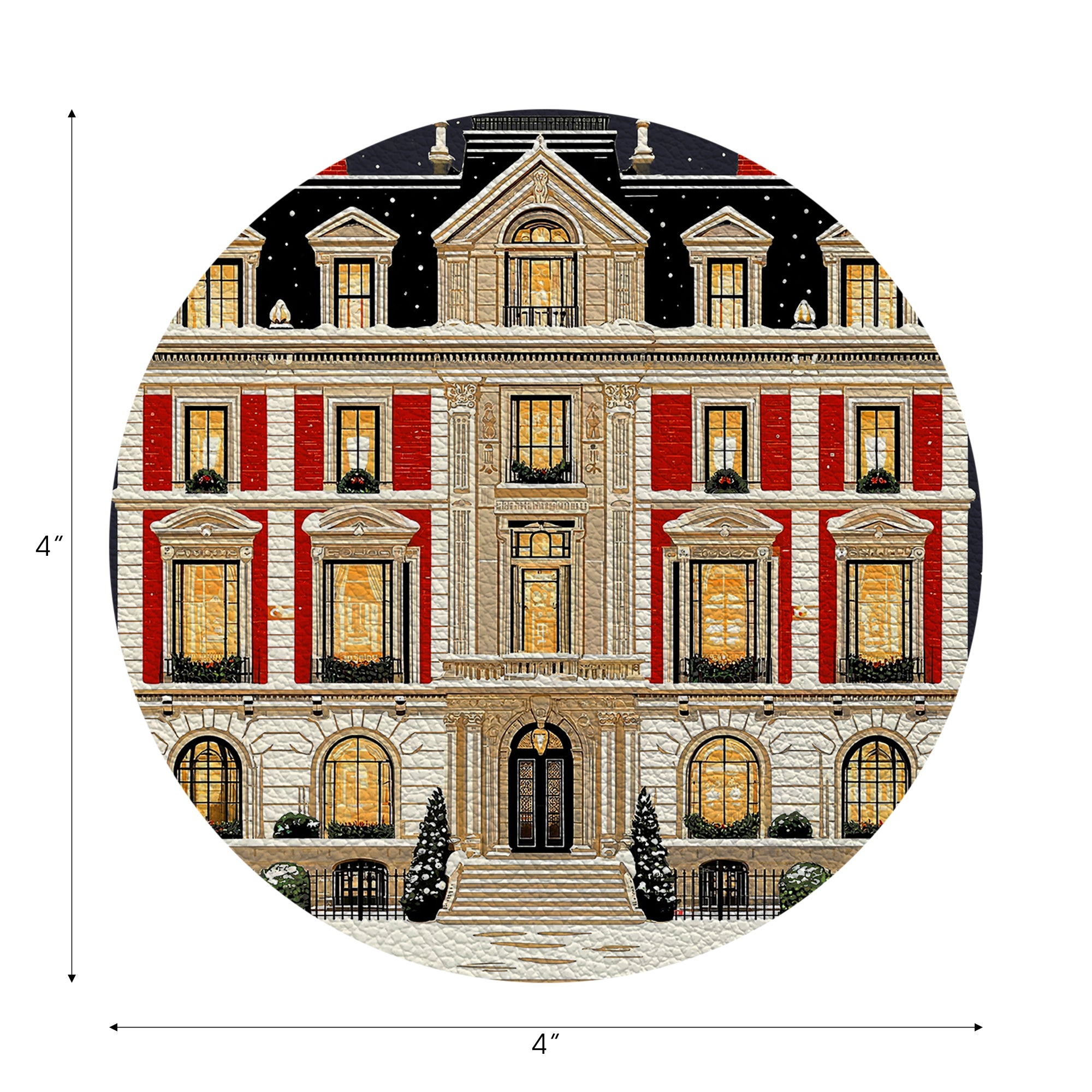 Christmas On Fifth Avenue Vegan Leather Round Coasters