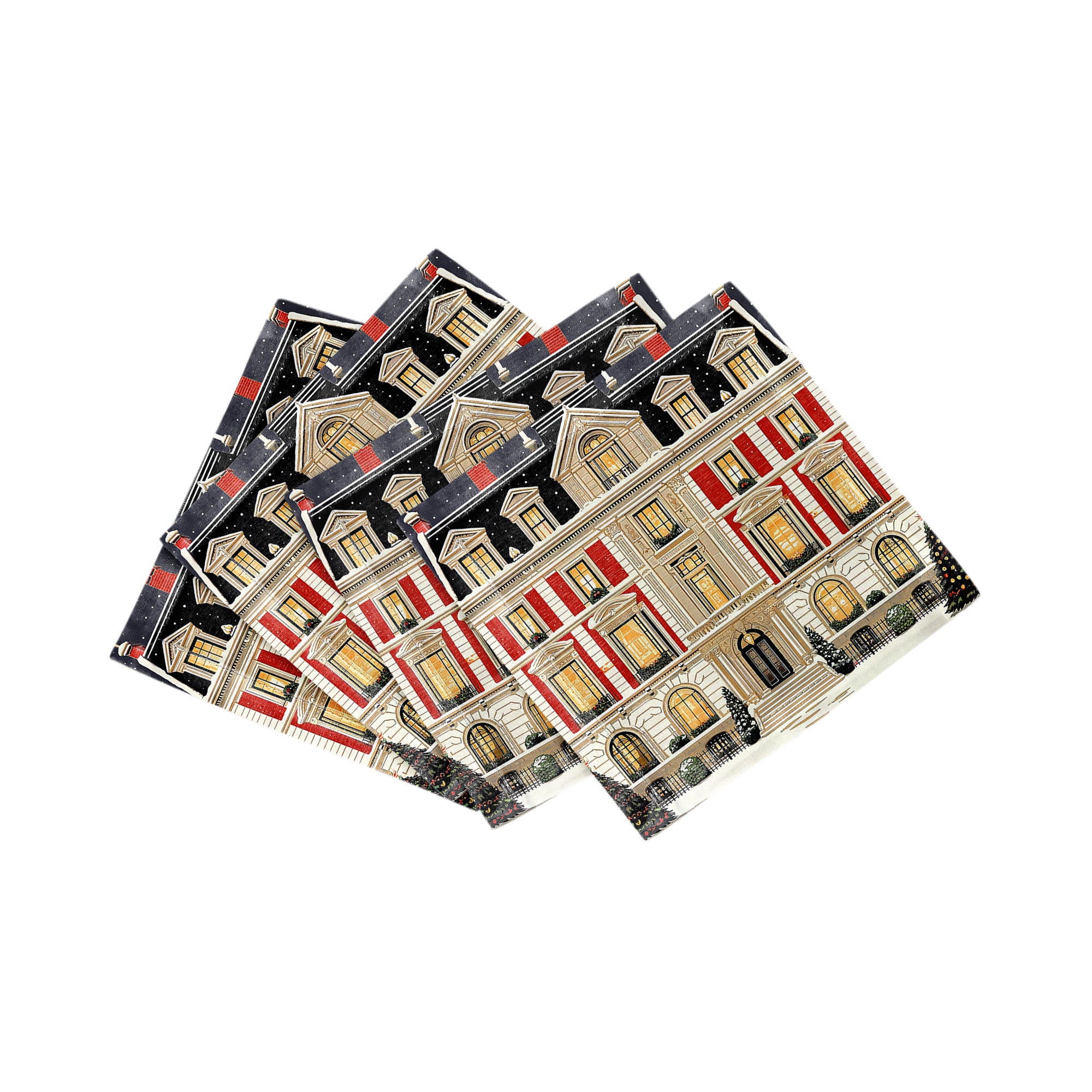 Christmas On Fifth Avenue Cotton Sateen Cocktail Napkins