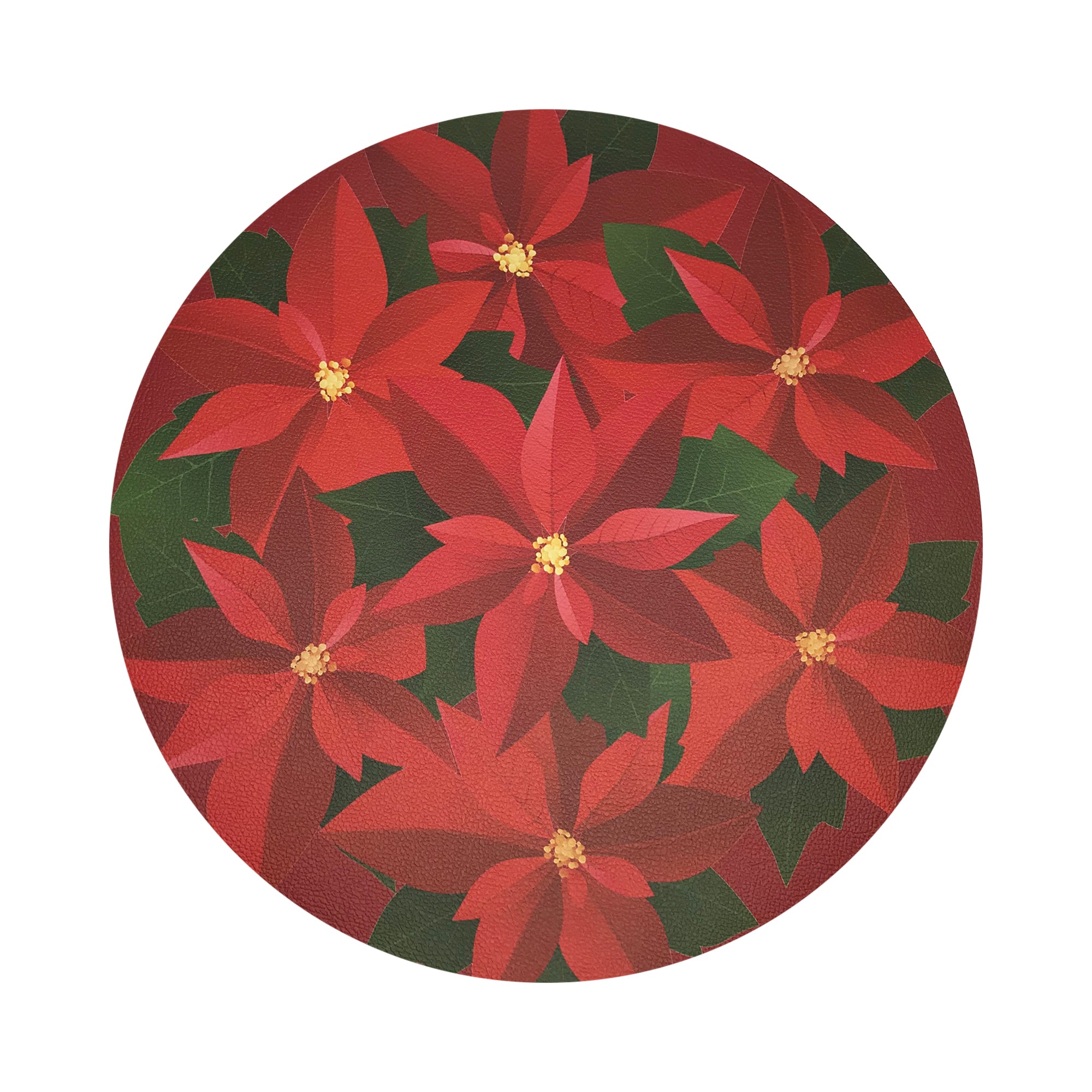 CHRISTMAS POINSETTIA 16 ROUND PEBBLE PLACEMAT, SET OF 4 - nicolettemayer.com