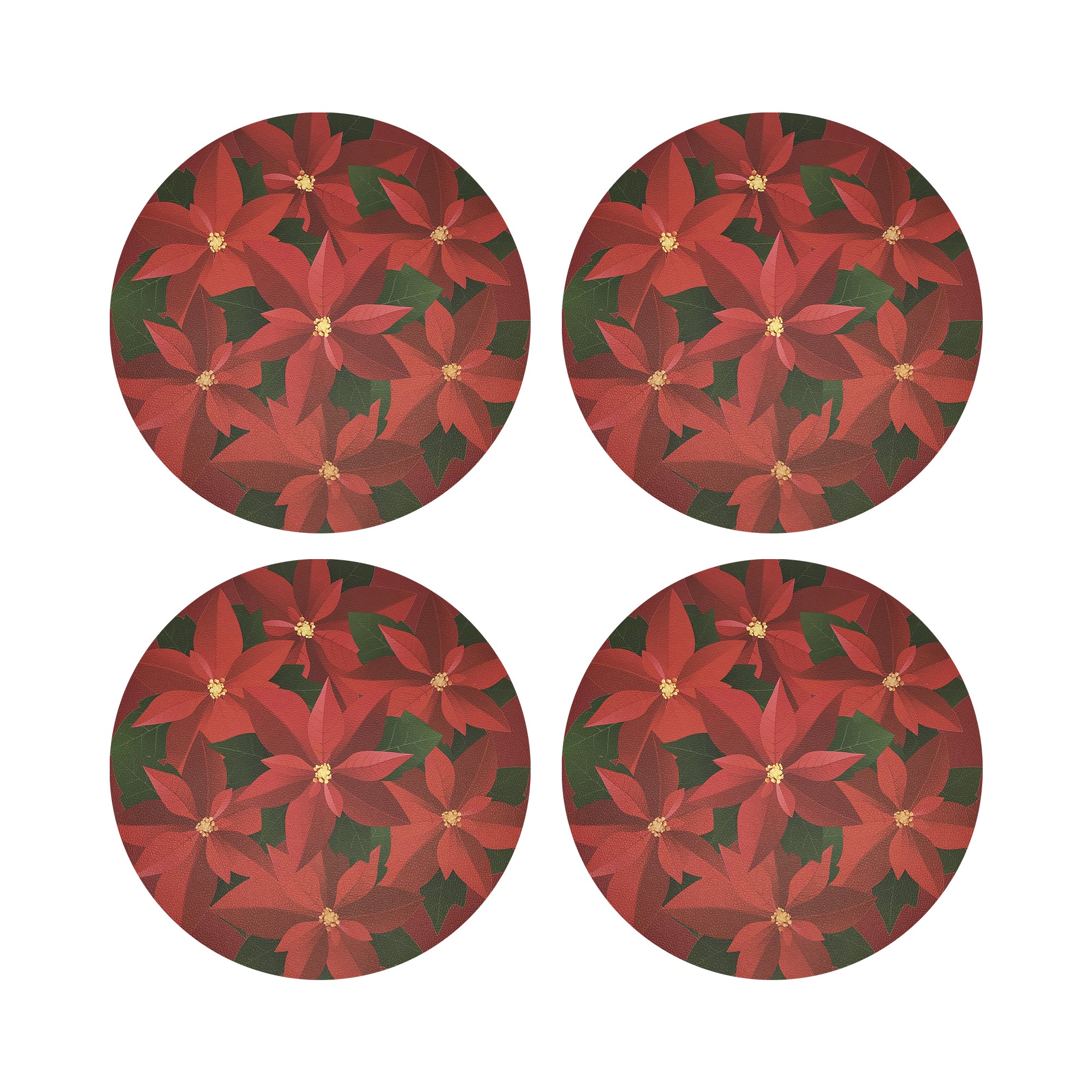 CHRISTMAS POINSETTIA 16 ROUND PEBBLE PLACEMAT, SET OF 4 - nicolettemayer.com