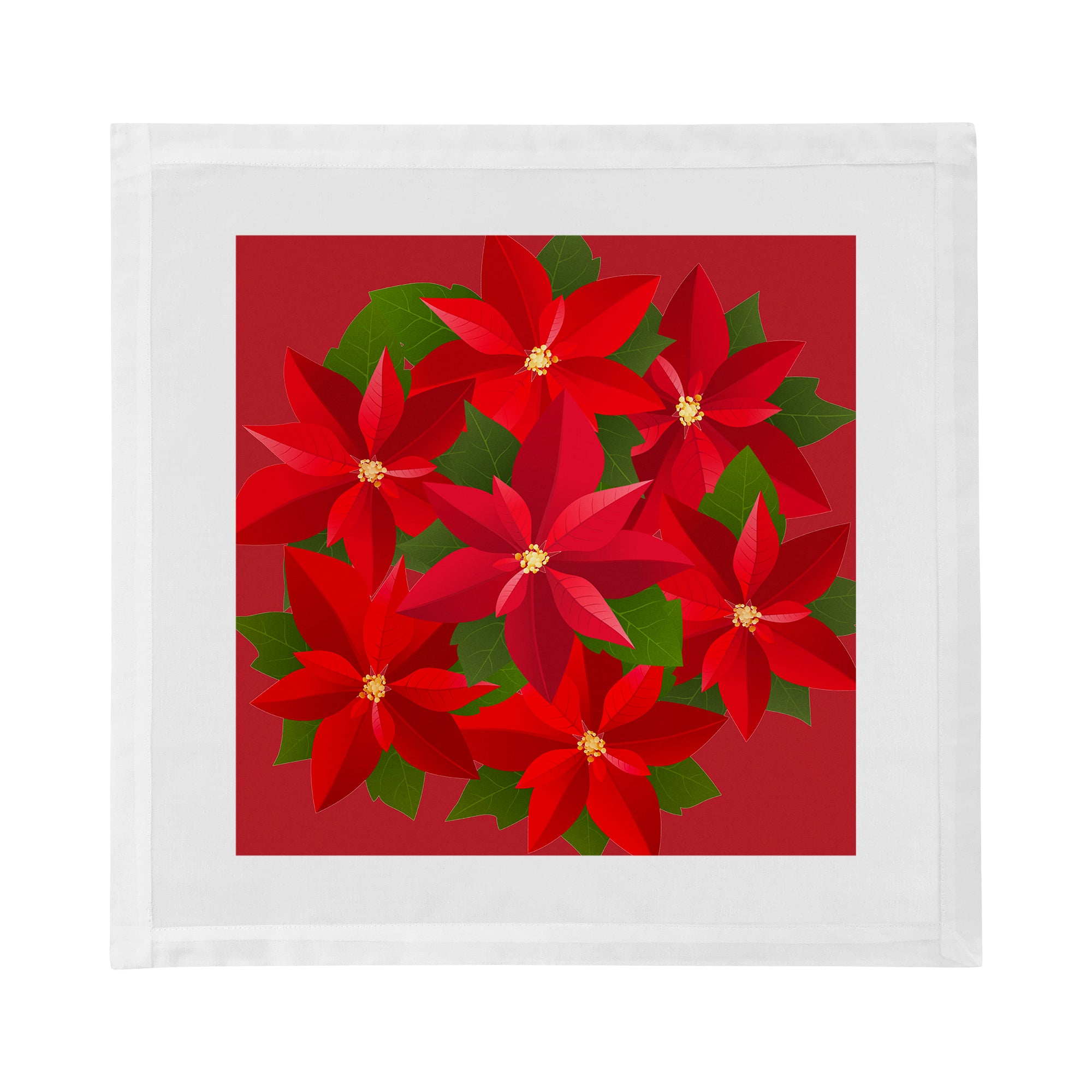 Christmas Poinsettia Cotton Sateen Dinner Napkins - nicolettemayer.com