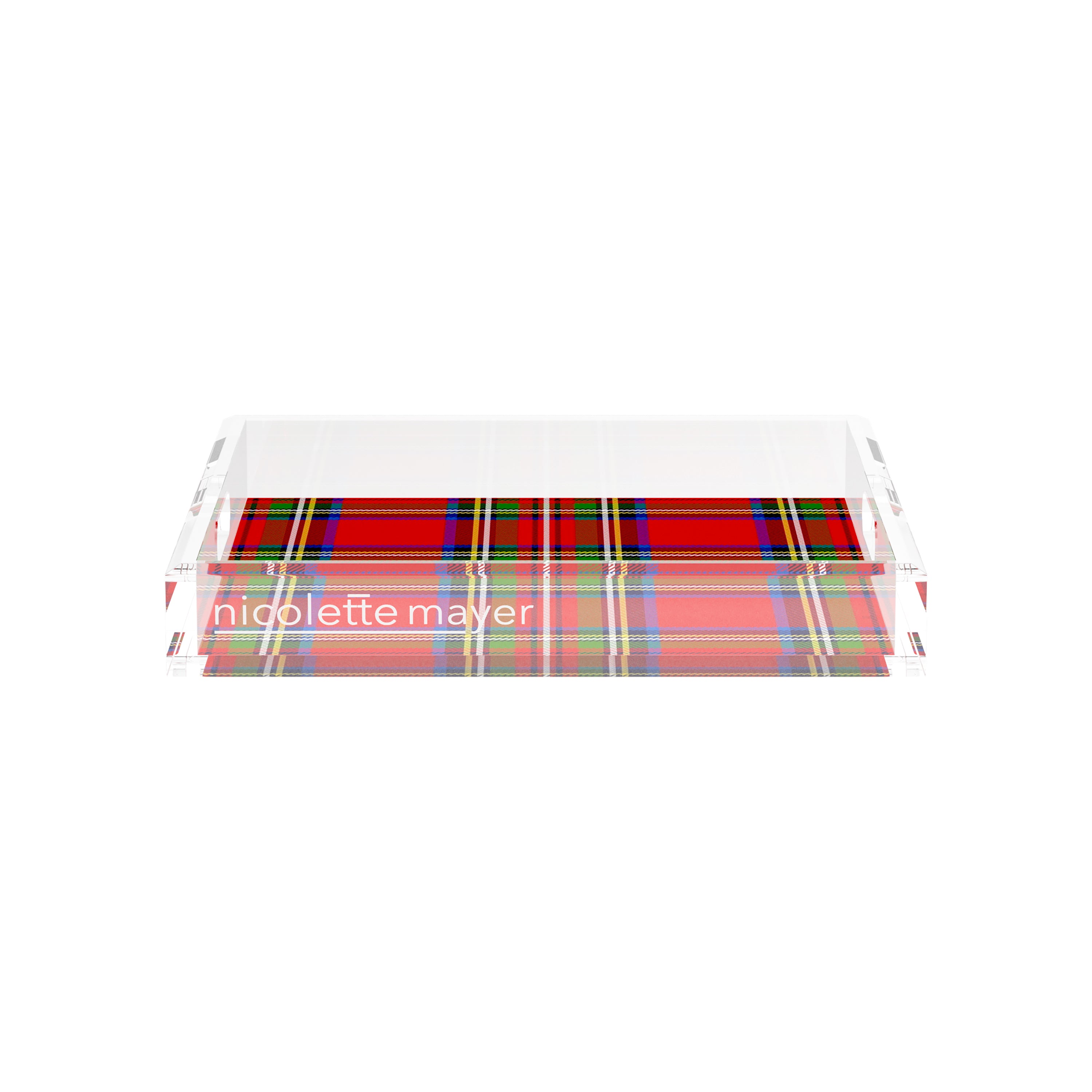 Christmas Tartan Red 12X12 Acrylic Tray - nicolettemayer.com