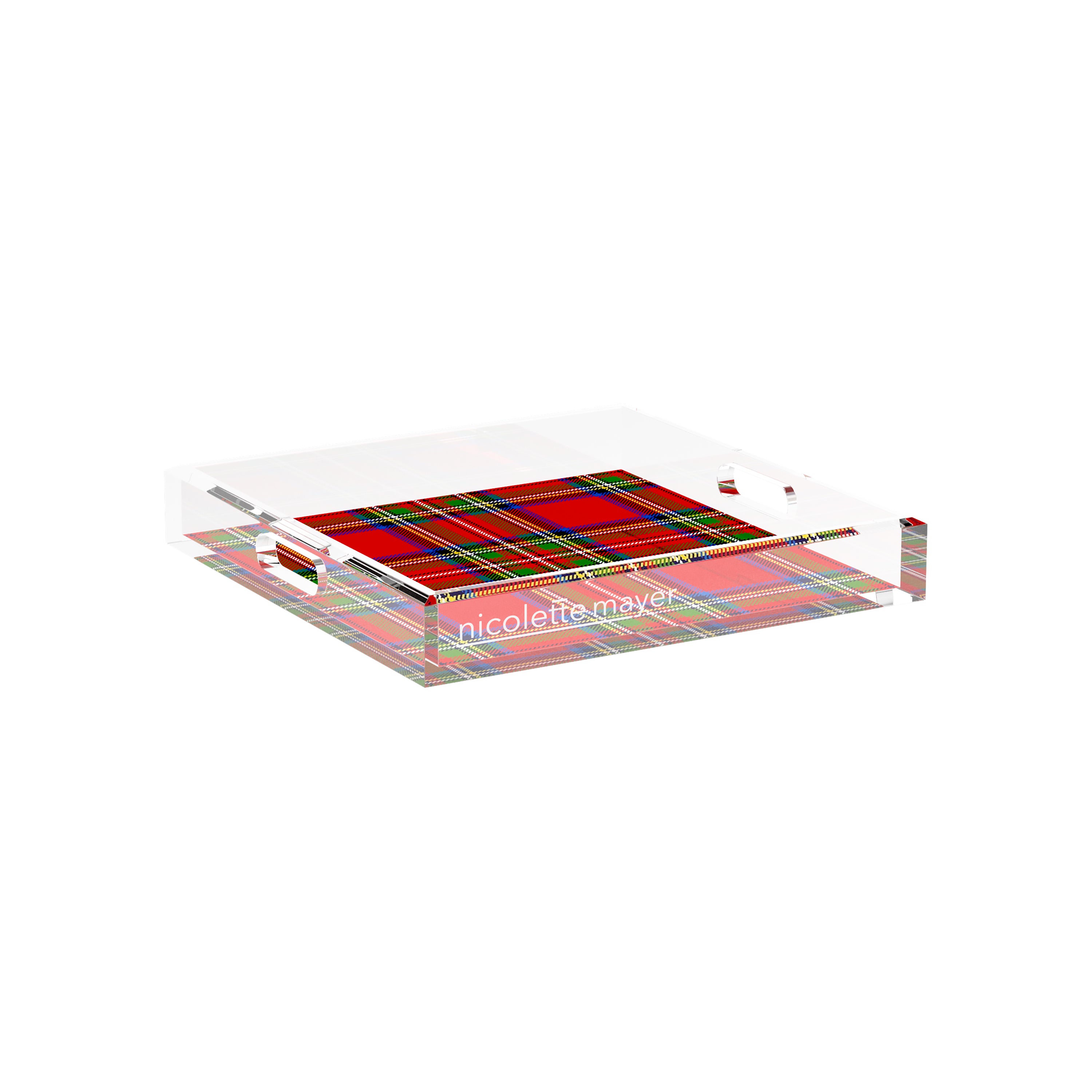 Christmas Tartan Red 12X12 Acrylic Tray - nicolettemayer.com