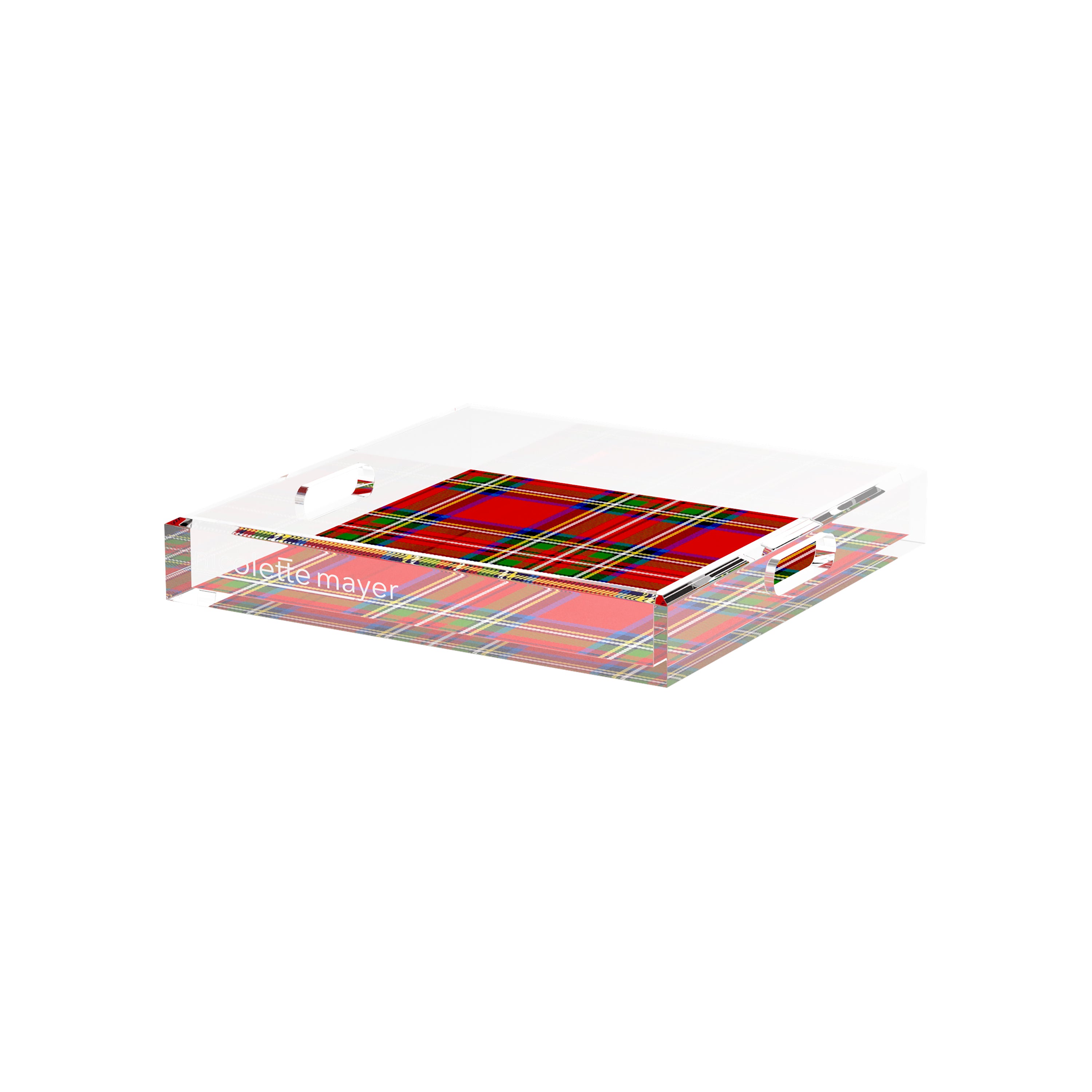 Christmas Tartan Red 12X12 Acrylic Tray - nicolettemayer.com