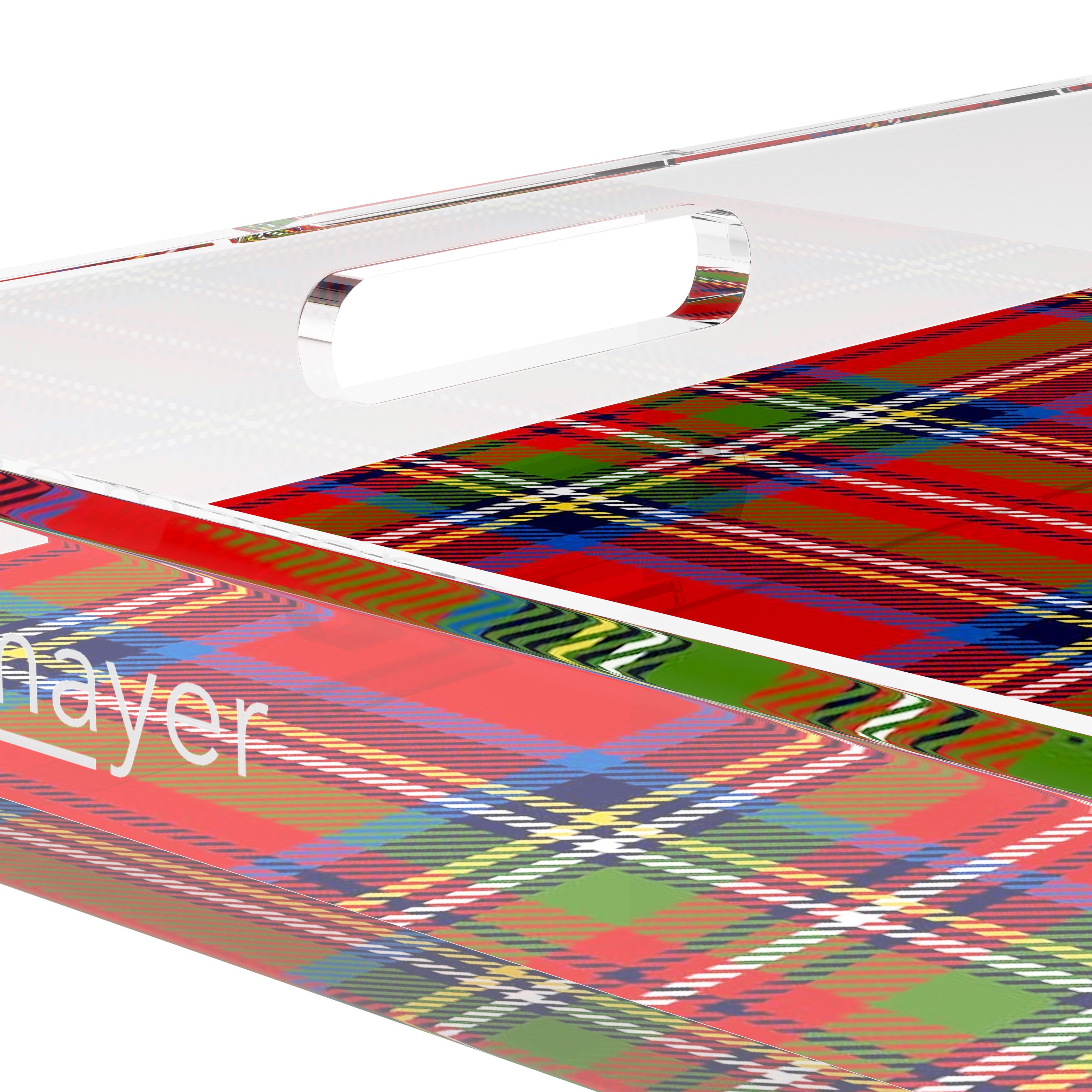 Christmas Tartan Red 12X12 Acrylic Tray - nicolettemayer.com