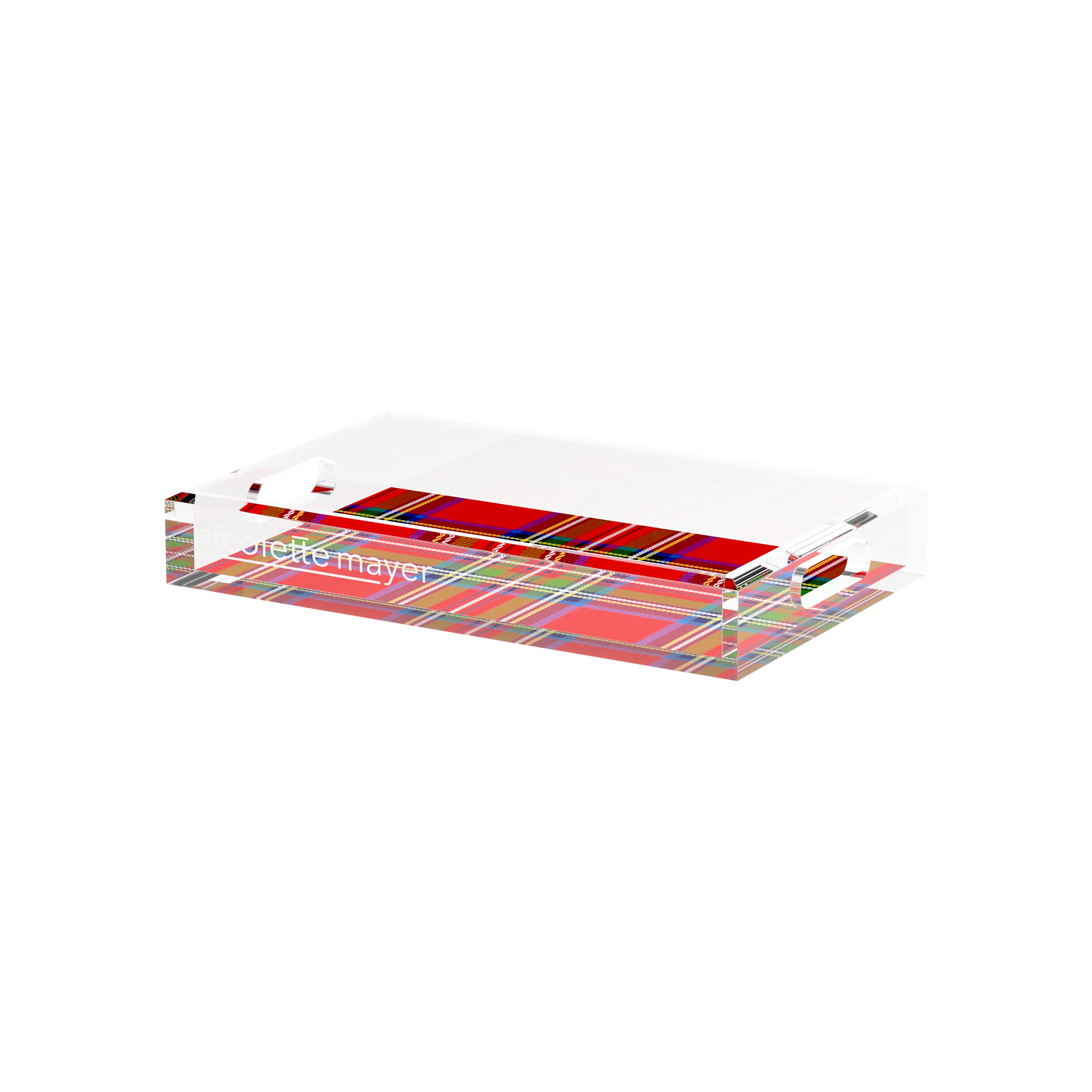 Christmas Tartan Red 12.5X7.75 Acrylic Tray - nicolettemayer.com