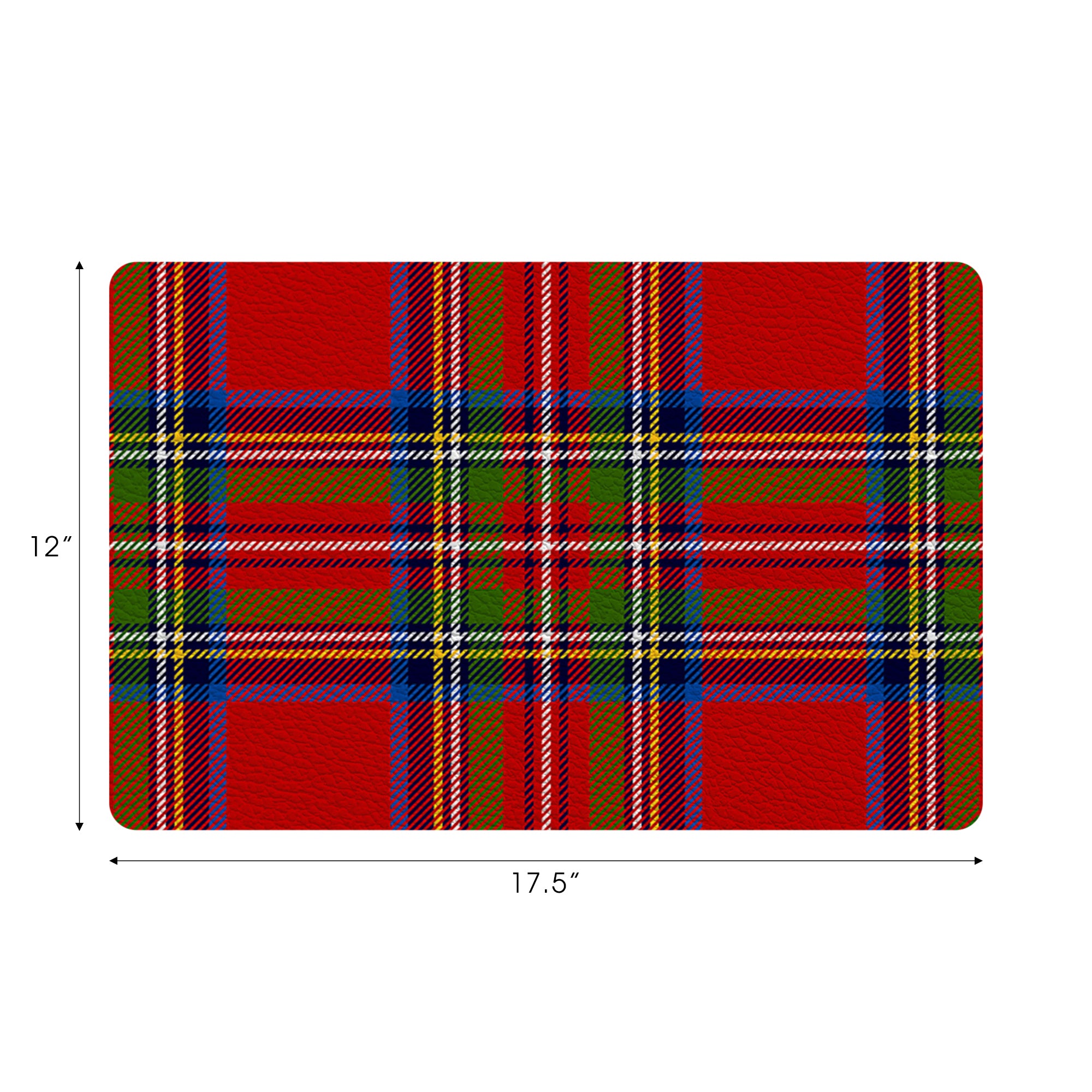 Christmas Tartan Red Vegan Leather Rectangle Pebble Placemat