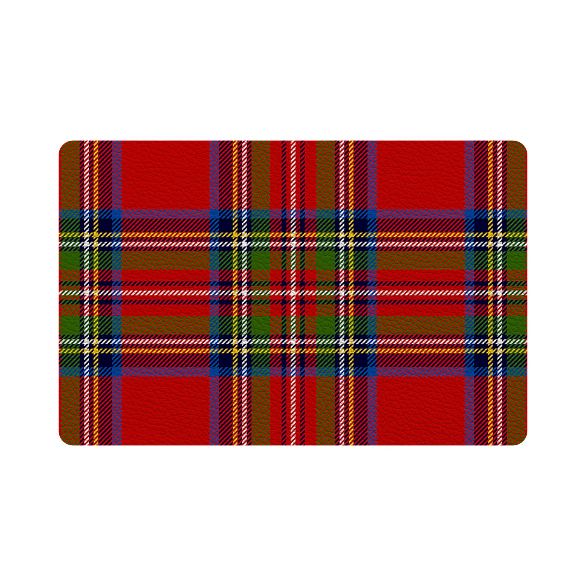 Christmas Tartan Red Vegan Leather Rectangle Pebble Placemat