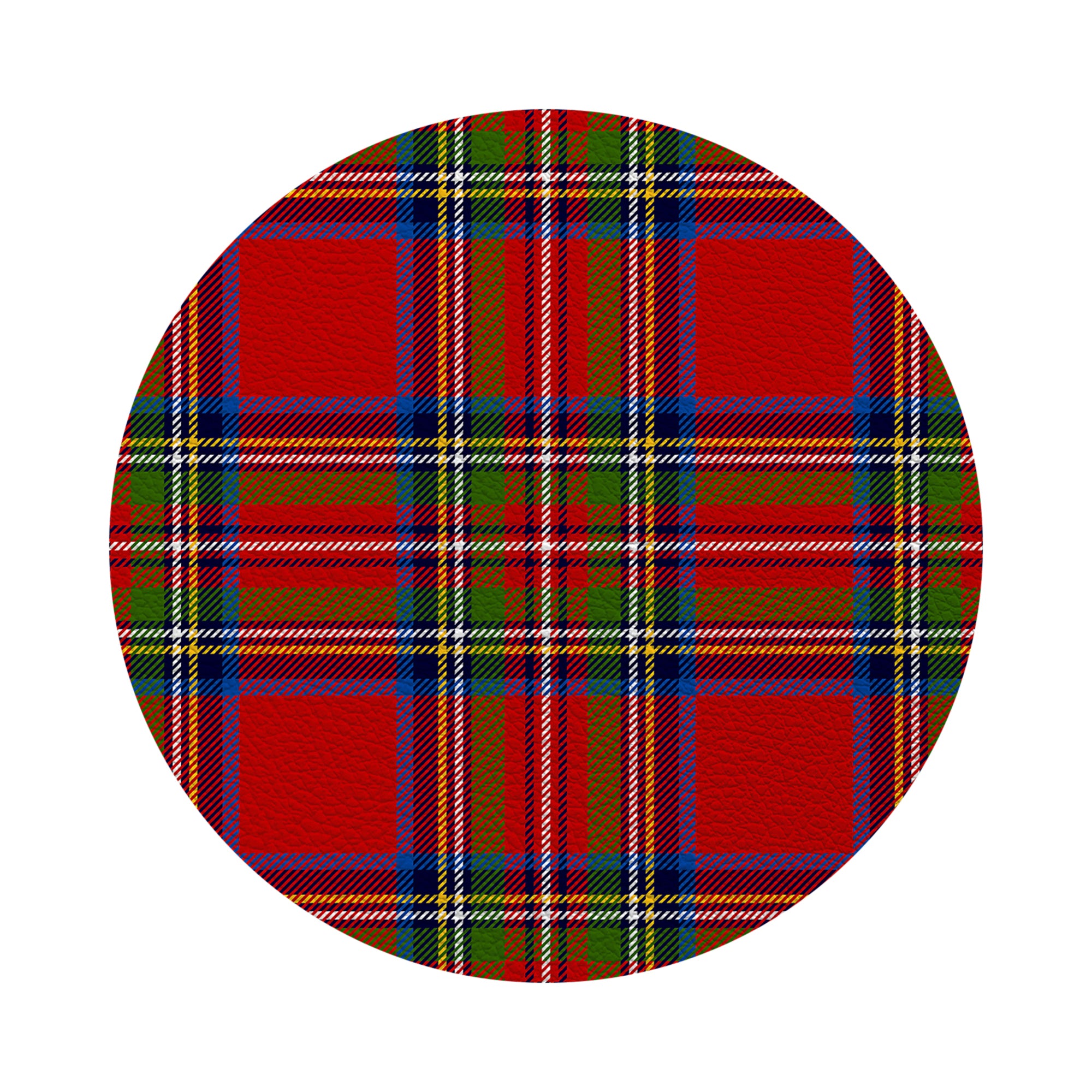 Christmas Tartan Red Vegan Leather Round Coasters