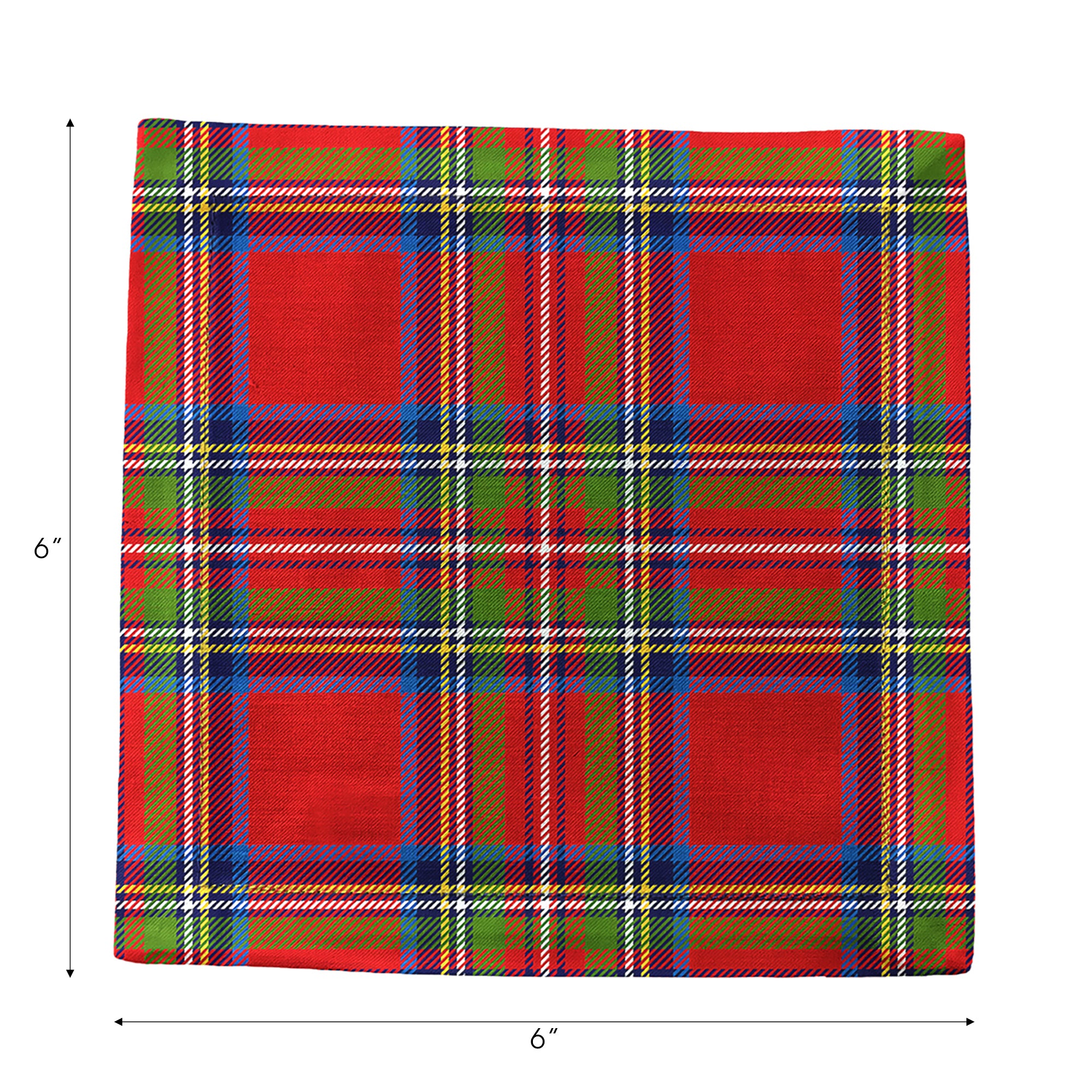 Christmas Tartan Red Cotton Sateen Cocktail Napkins