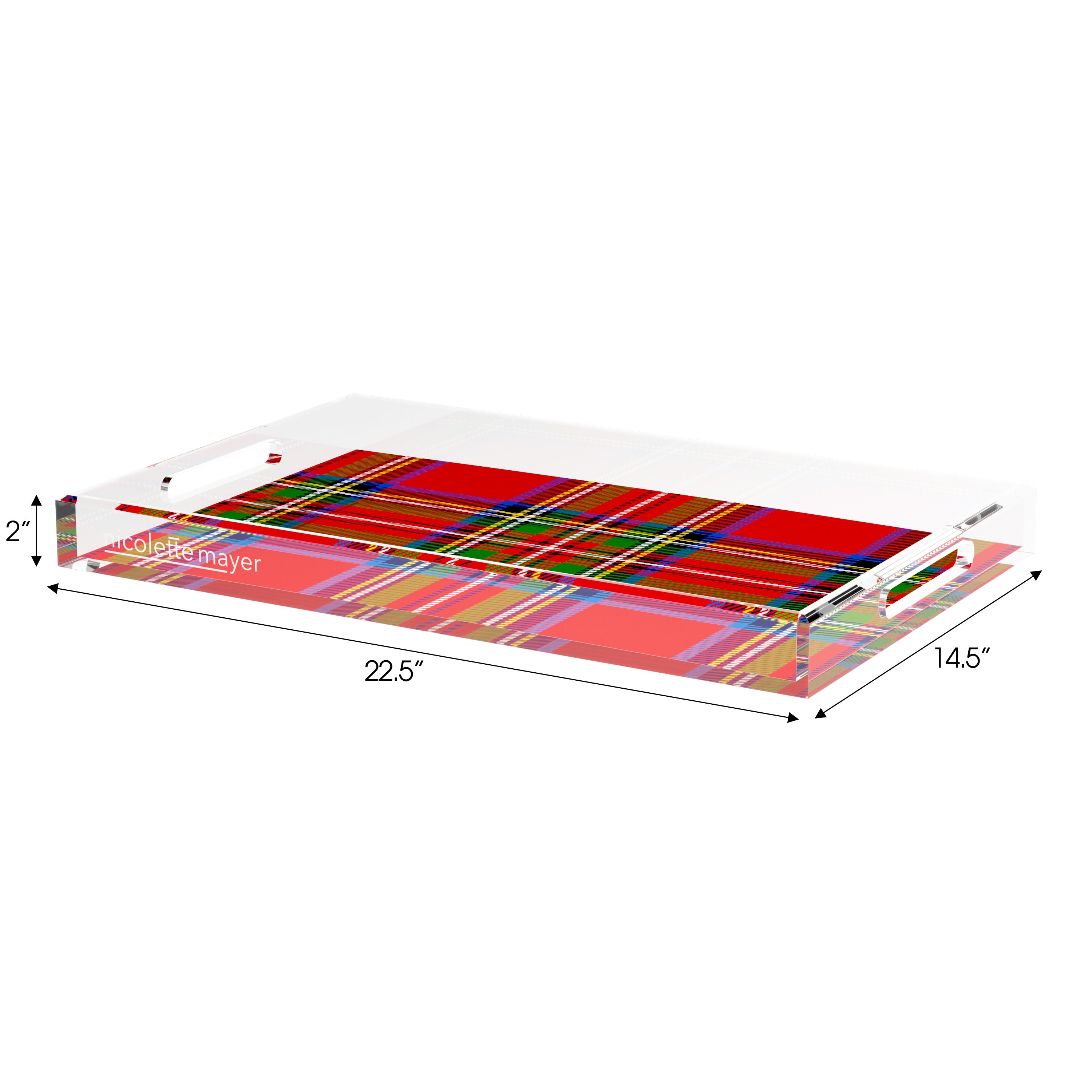 Christmas Tartan Red 17X10.5 Acrylic Tray - nicolettemayer.com