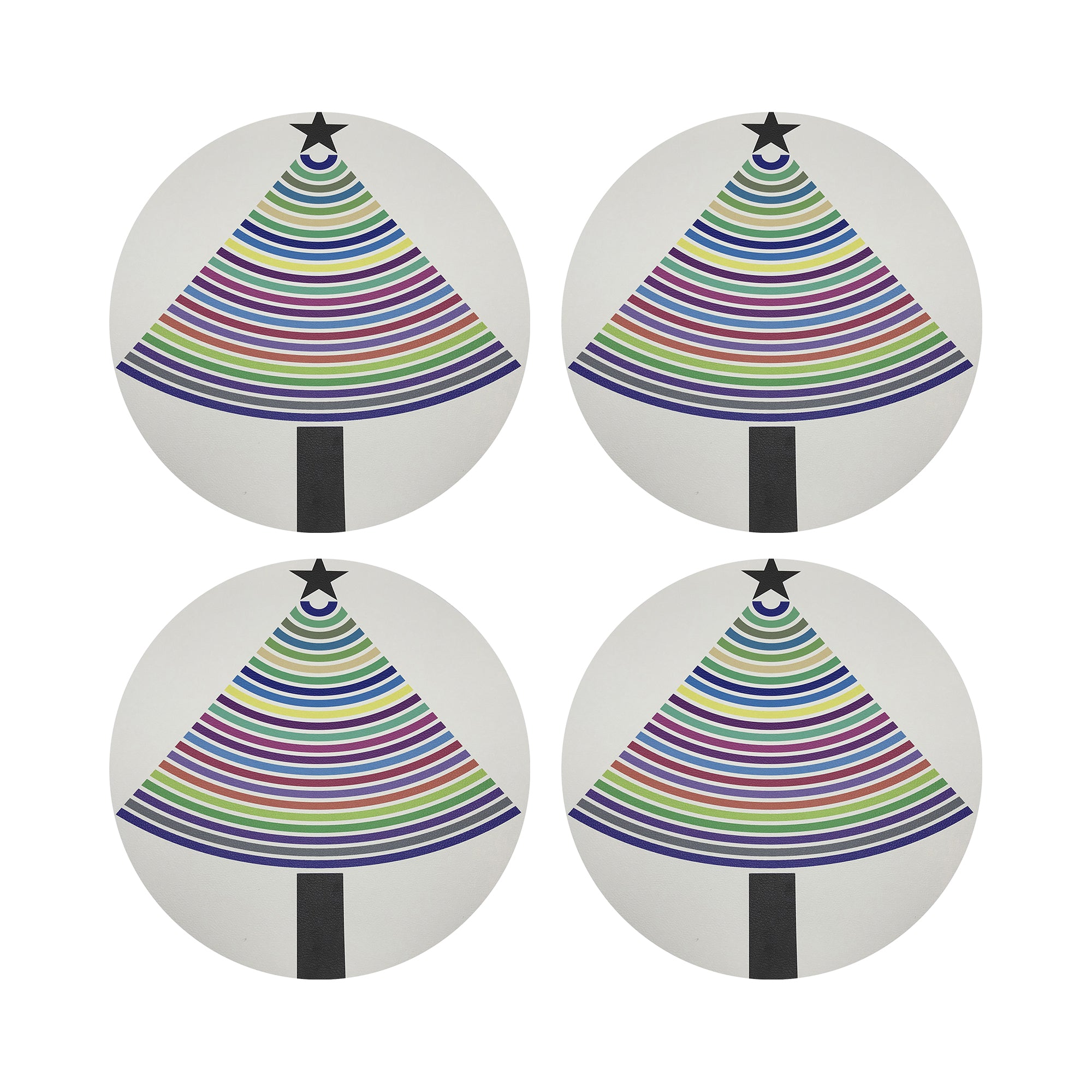 CHRISTMAS TREE BRIGHTS 16 ROUND PEBBLE PLACEMAT, SET OF 4 - nicolettemayer.com