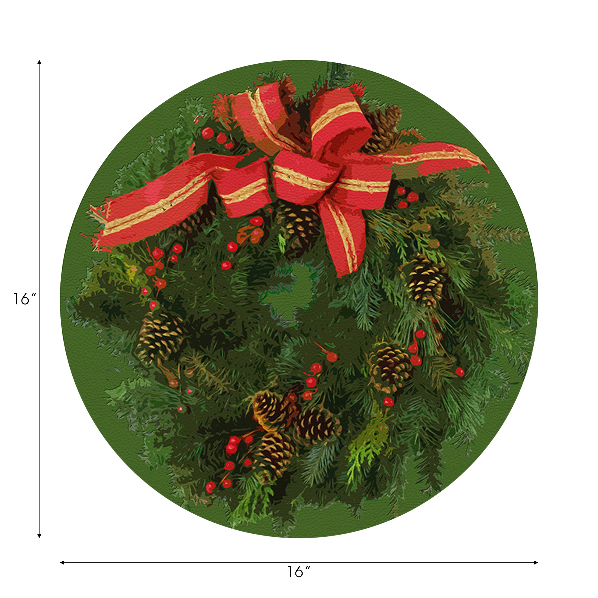 Sets de table ronds en galets avec couronne de Noël de 40 cm