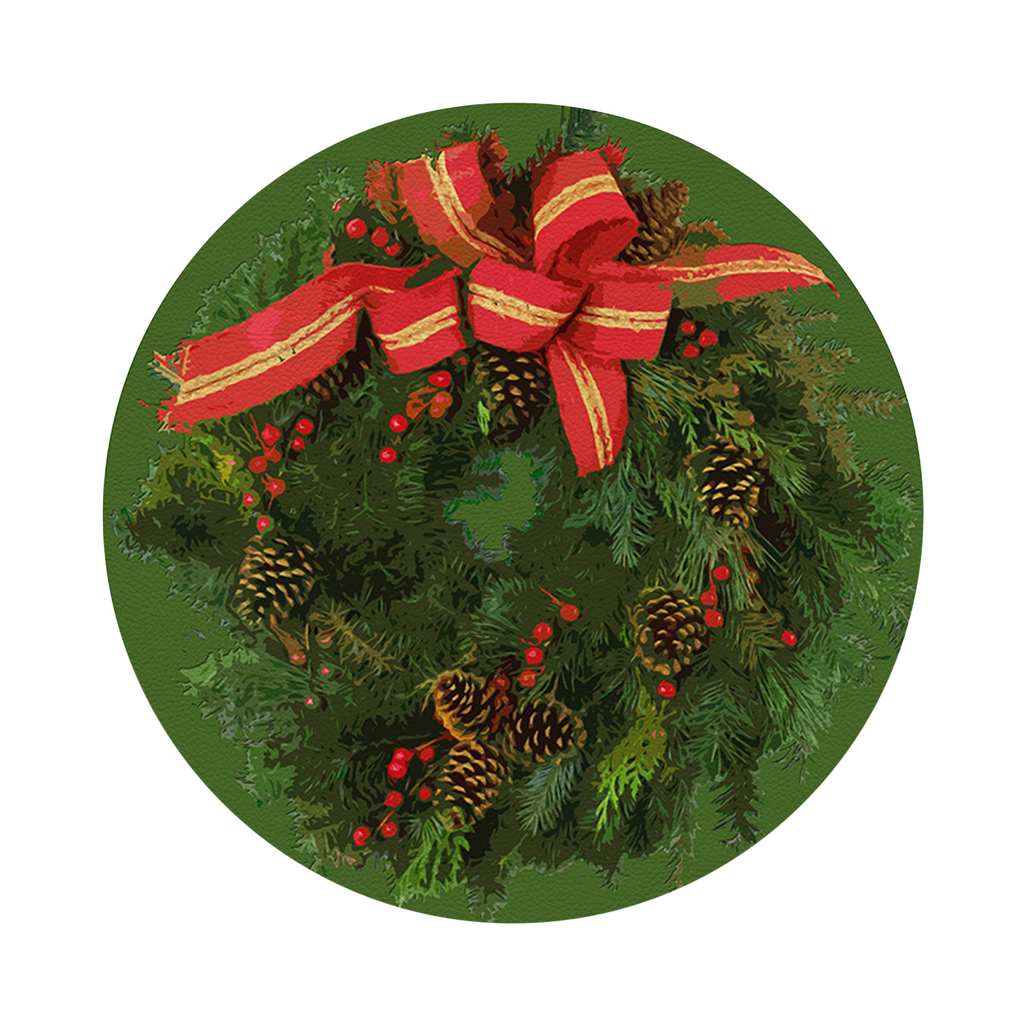 Christmas Wreath Moss 16" Round Pebble Placemats, Set of 4 - nicolettemayer.com