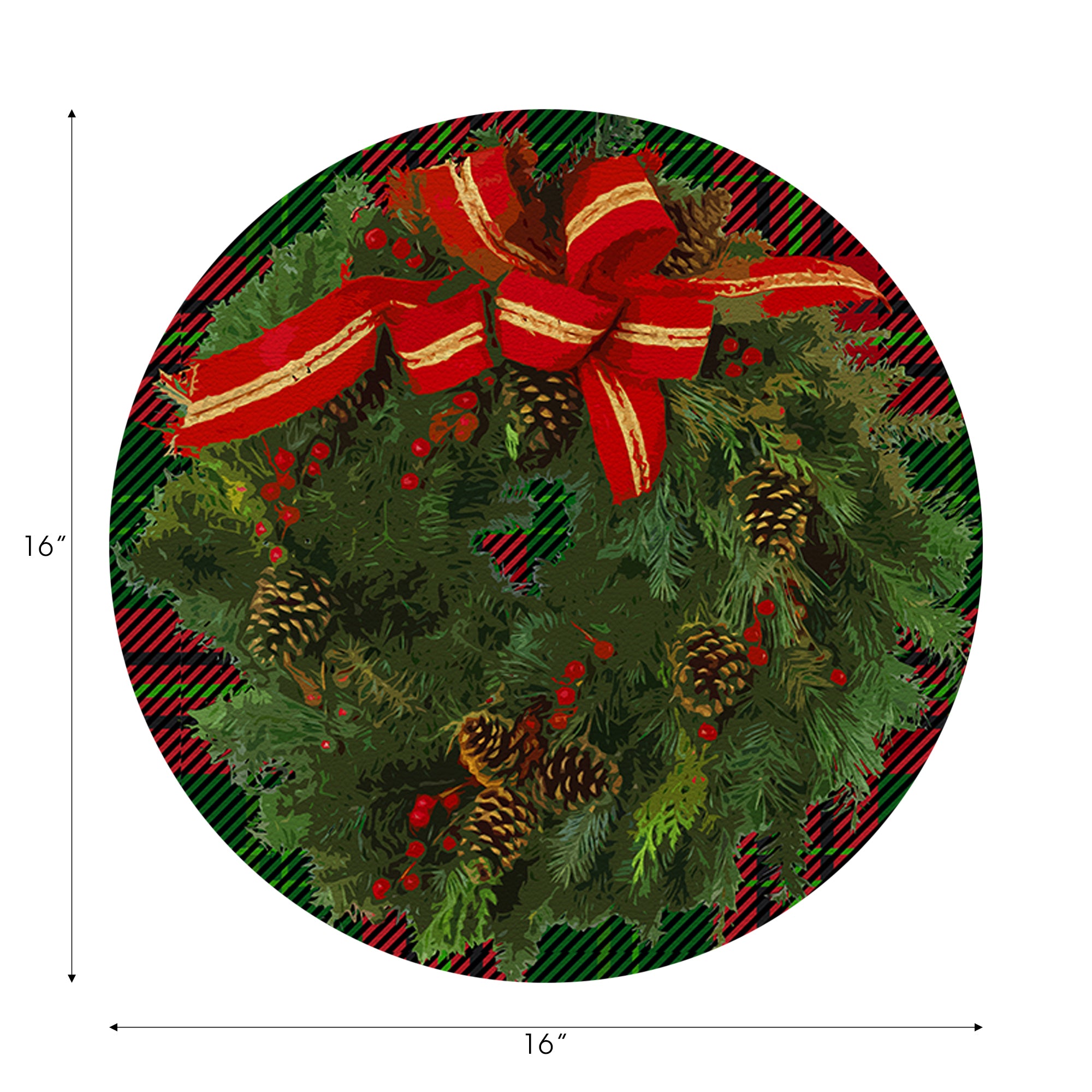 Sets de table ronds en galets avec couronne de Noël de 40 cm