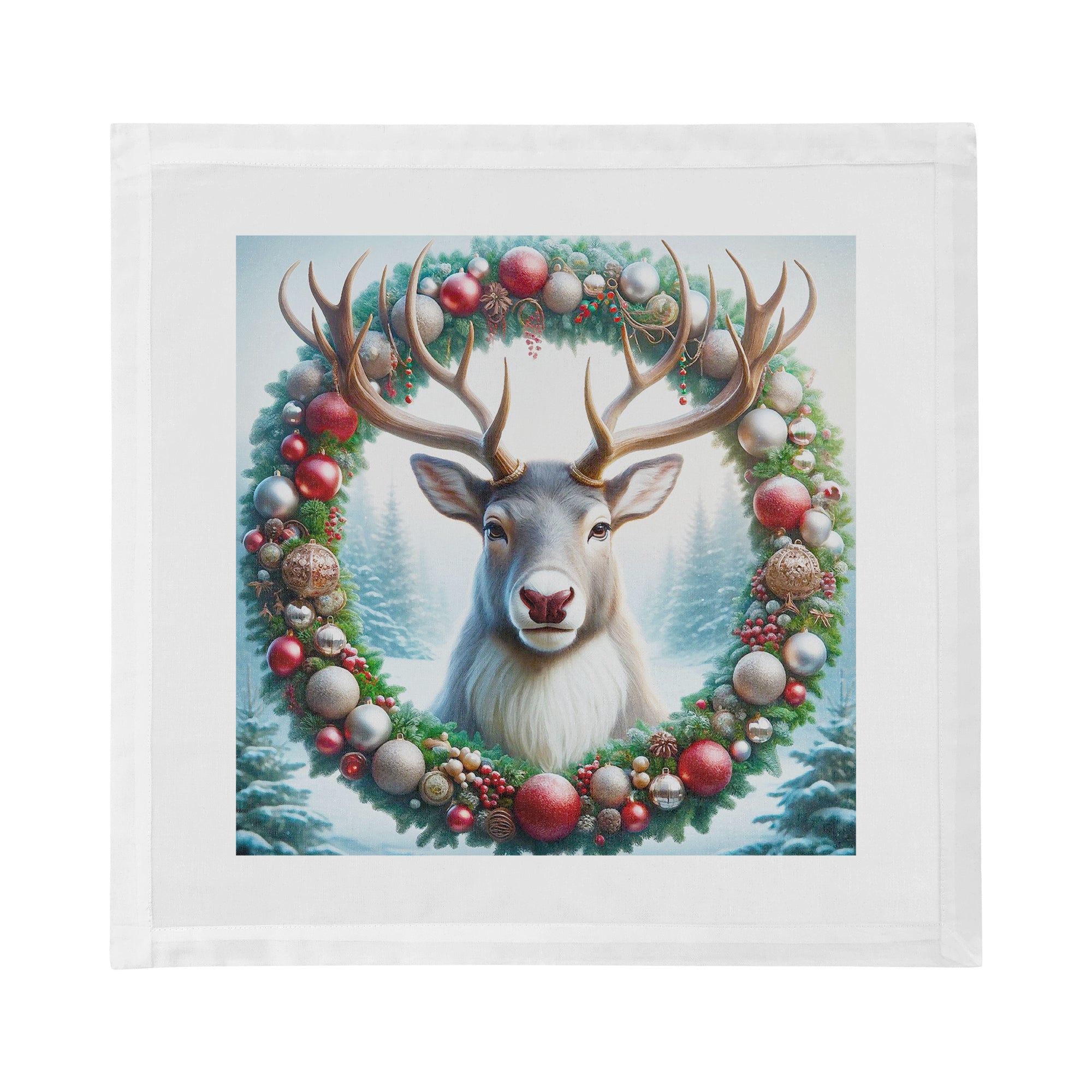 Claus Reindeer Cotton Sateen Dinner Napkins