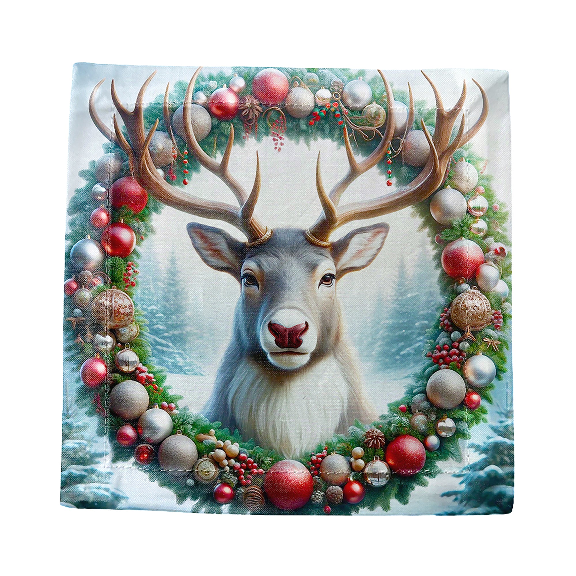 Claus Reindeer Cotton Sateen Cocktail Napkins