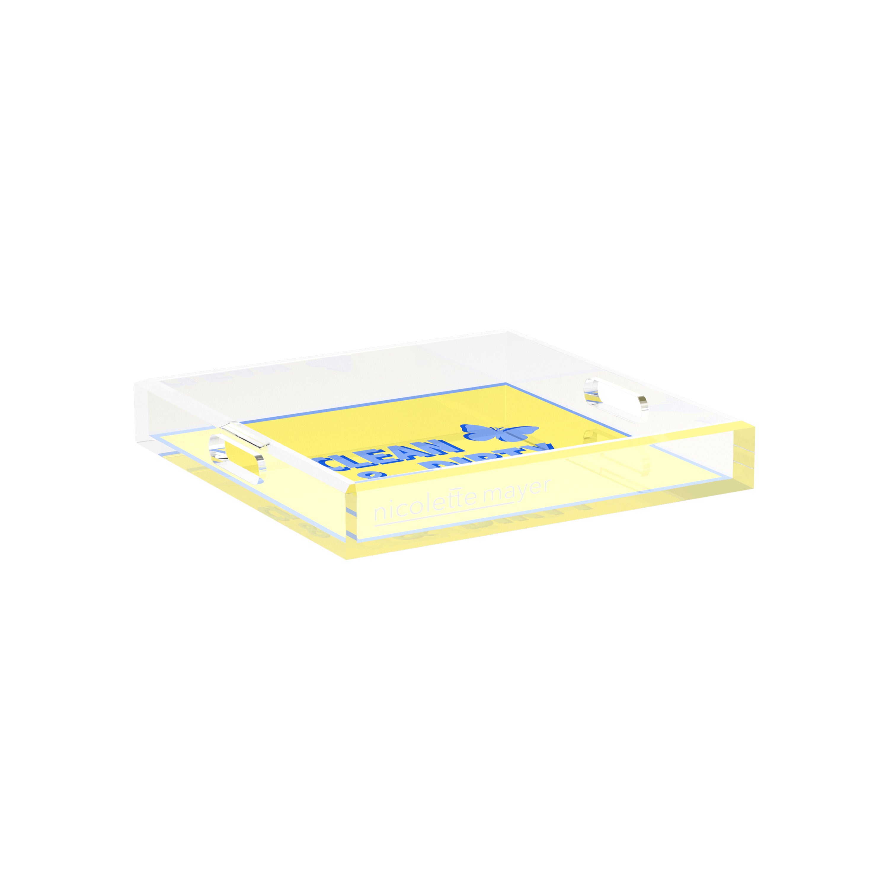 Canasta Clean and Dirty Blue Butter 12X12 Acrylic Tray - nicolettemayer.com