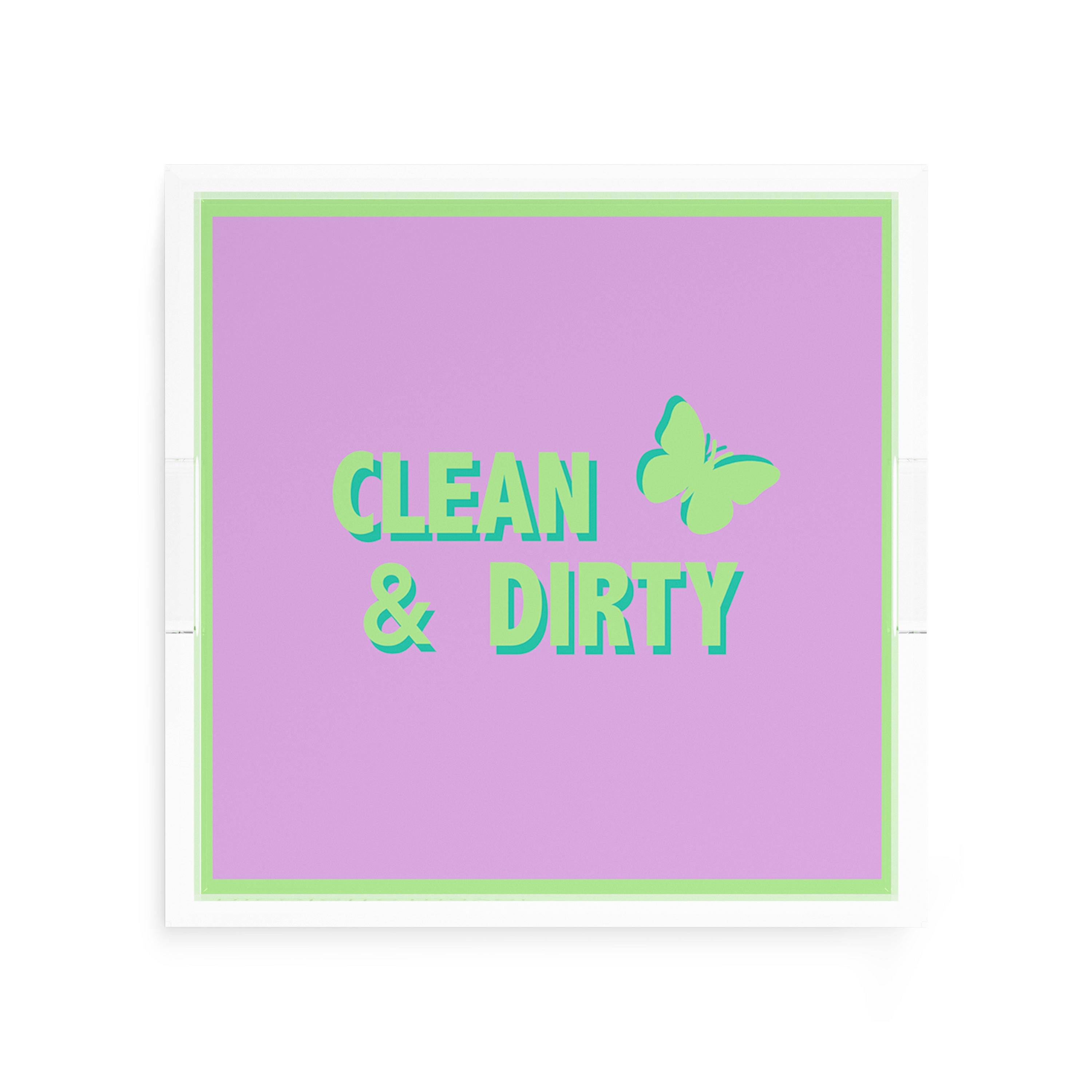 Canasta Clean and Dirty Lime Lilac 12X12 Acrylic Tray - nicolettemayer.com