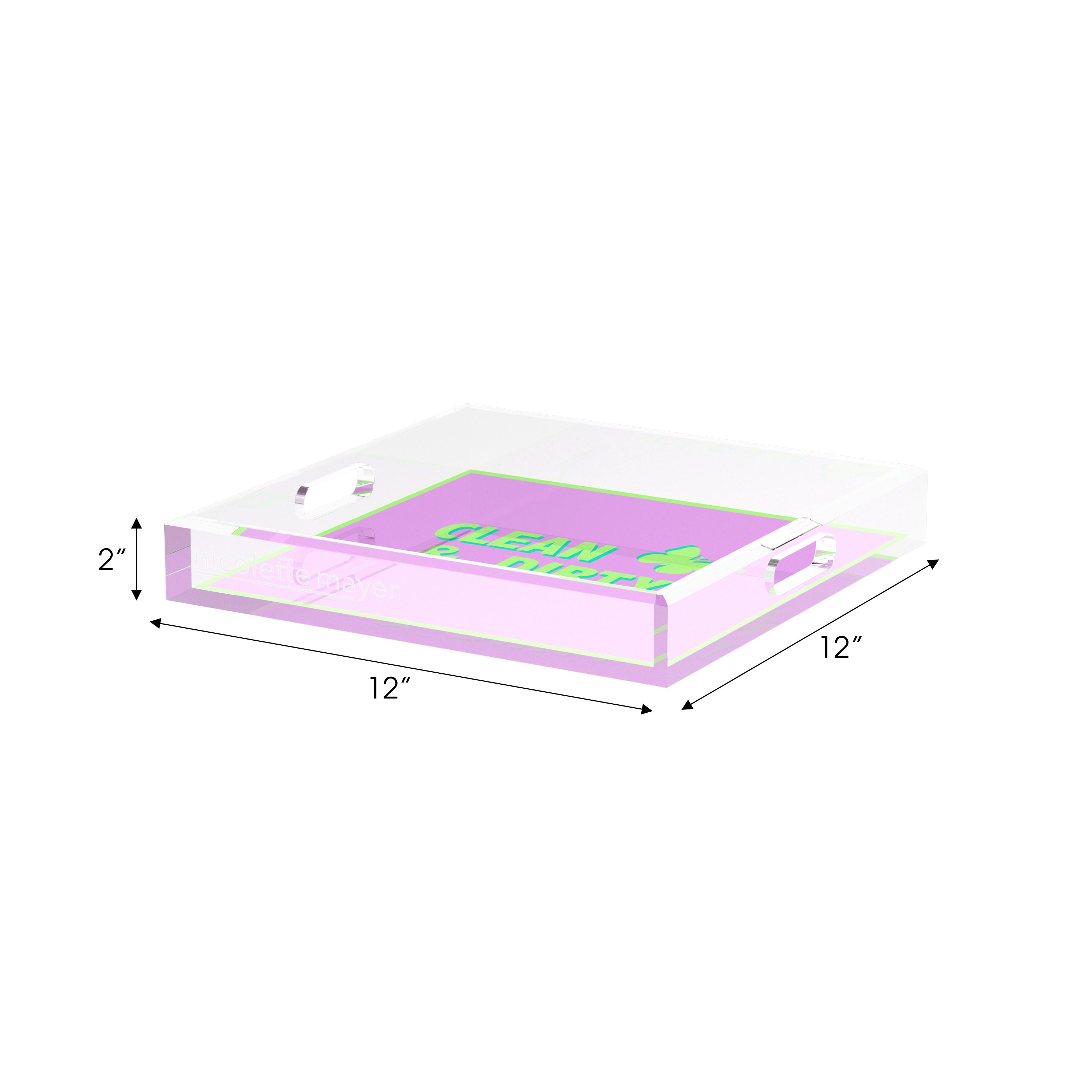 Canasta Clean and Dirty Lime Lilac Set of 3 Acrylic Tray - nicolettemayer.com