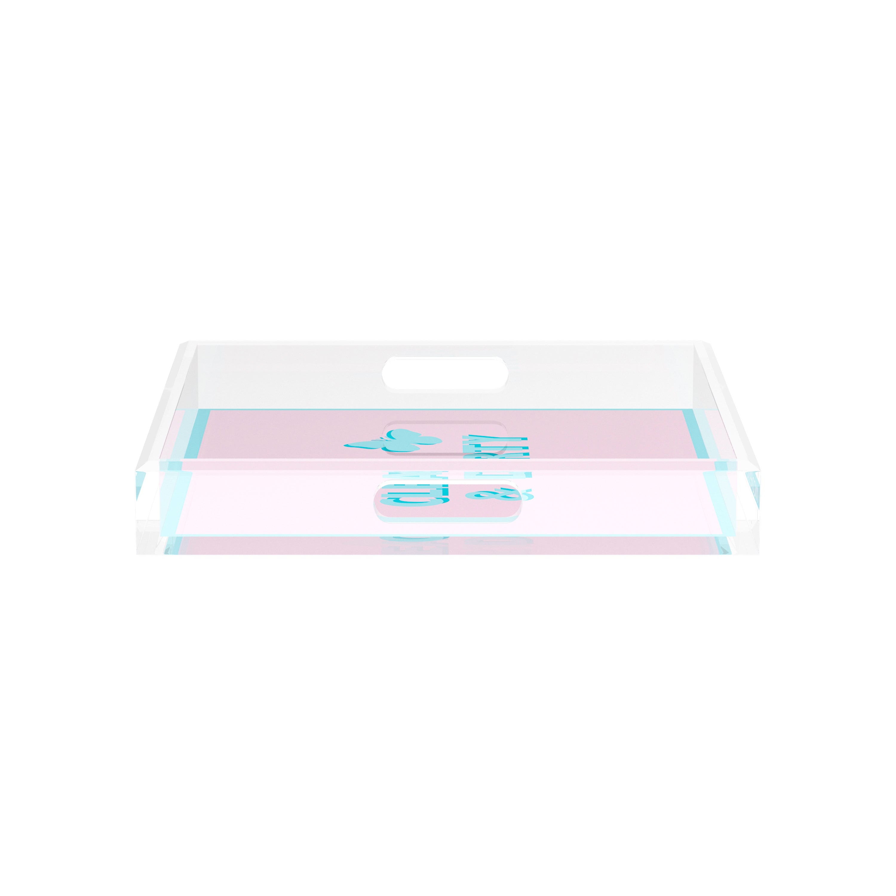 Canasta Clean and Dirty Pale Pink Blue 12X12 Acrylic Tray - nicolettemayer.com