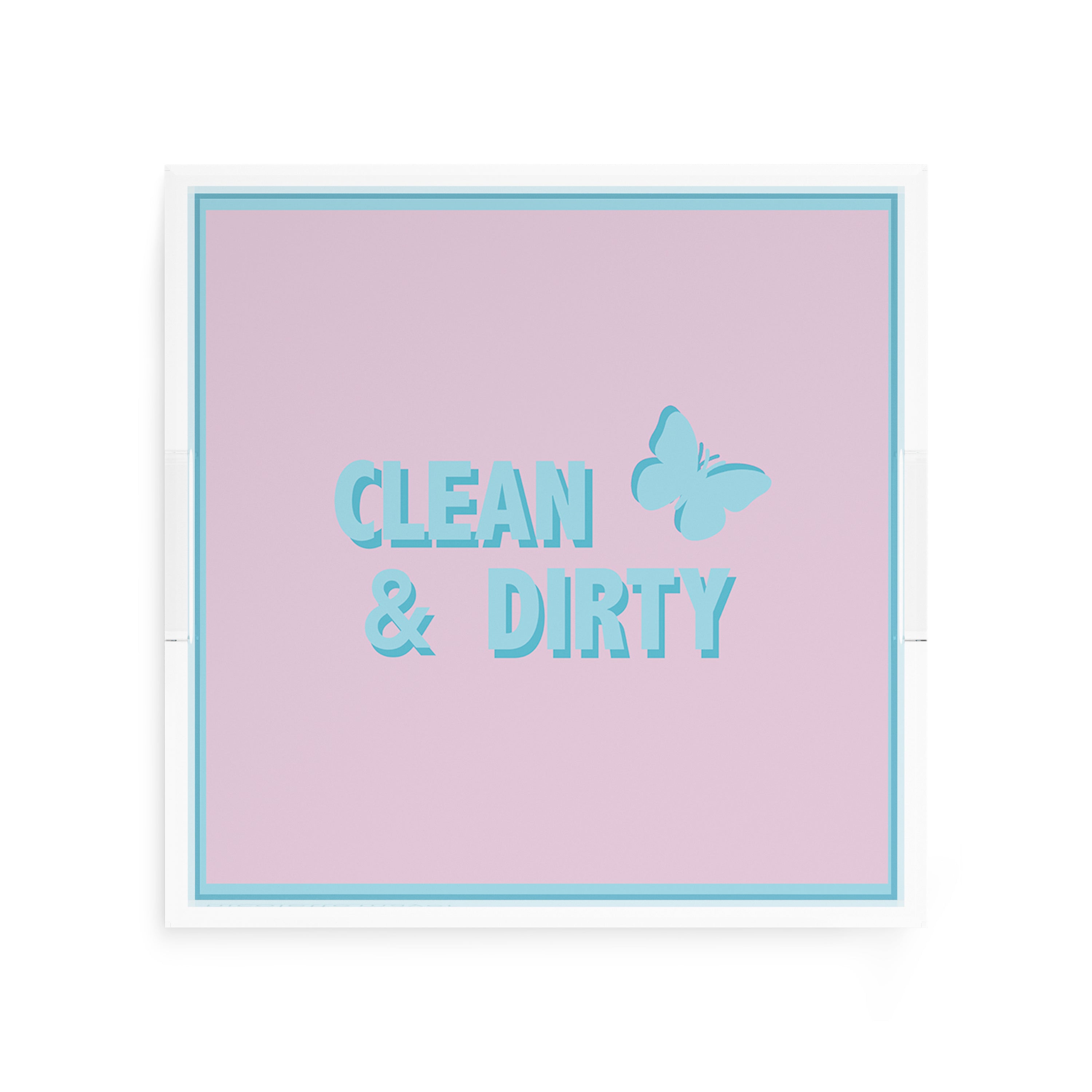 Canasta Clean and Dirty Pale Pink Blue 12X12 Acrylic Tray - nicolettemayer.com