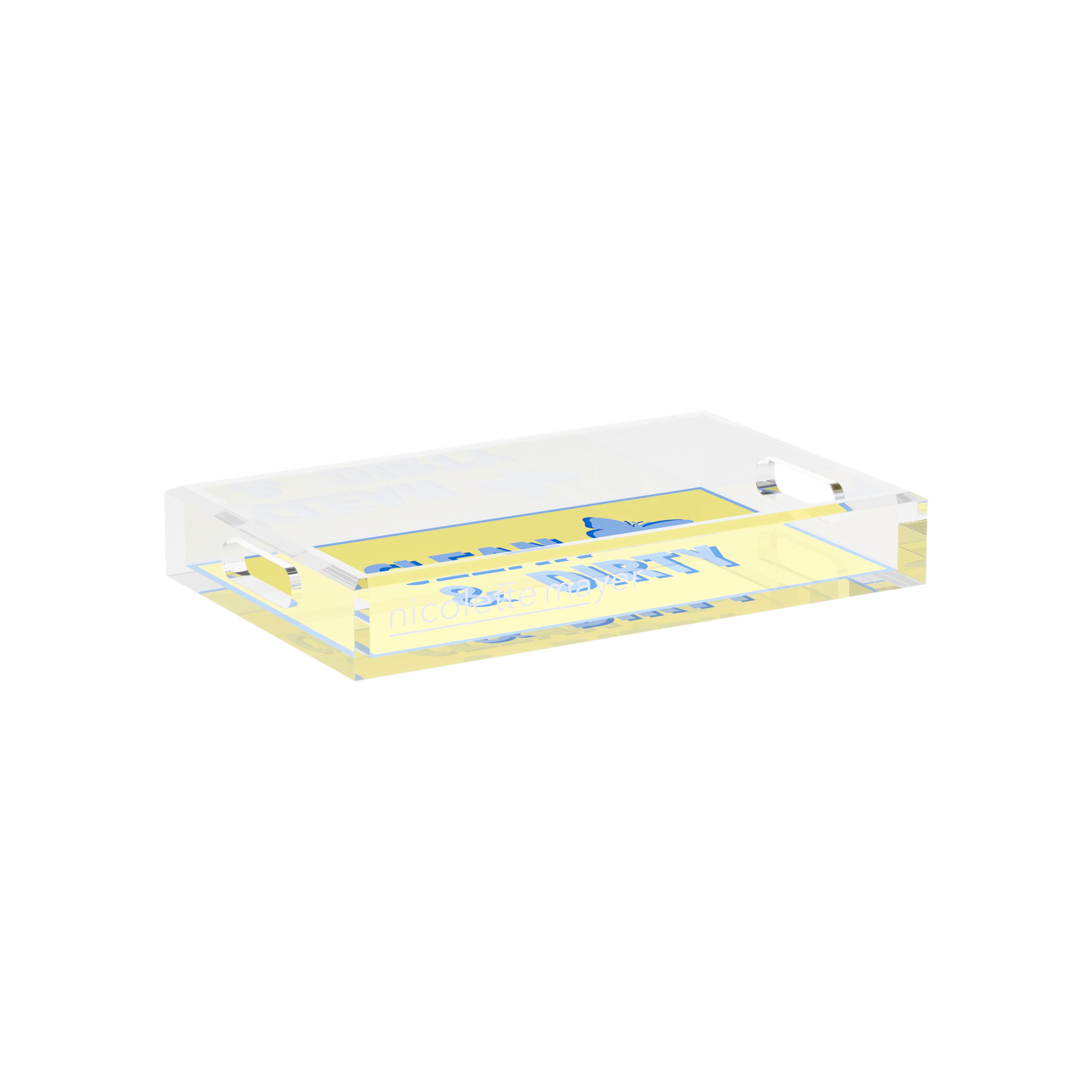 Canasta Clean and Dirty Blue Butter 12.5x7.75 Acrylic Tray - nicolettemayer.com