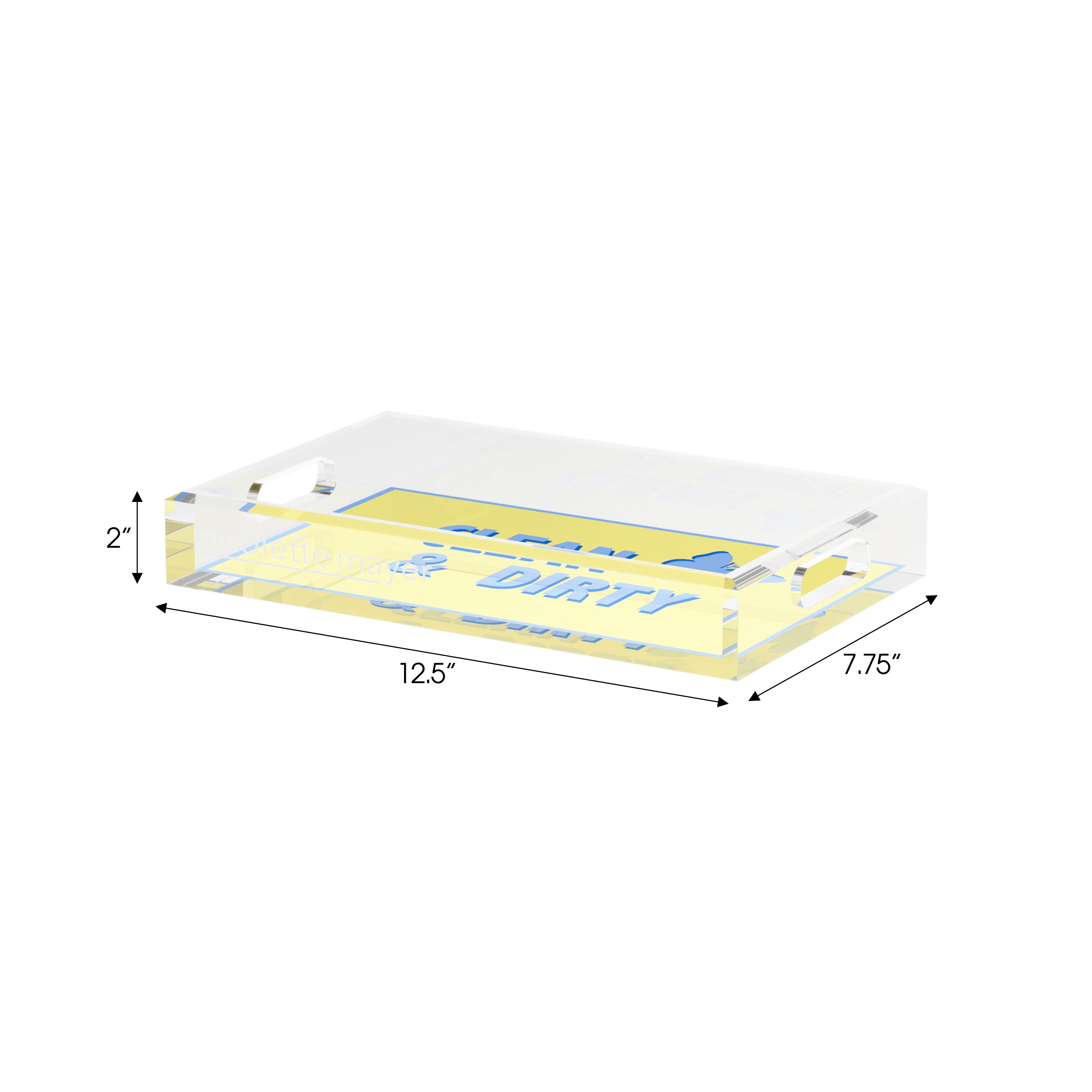 Canasta Clean and Dirty Blue Butter Set of 3 Acrylic Tray - nicolettemayer.com
