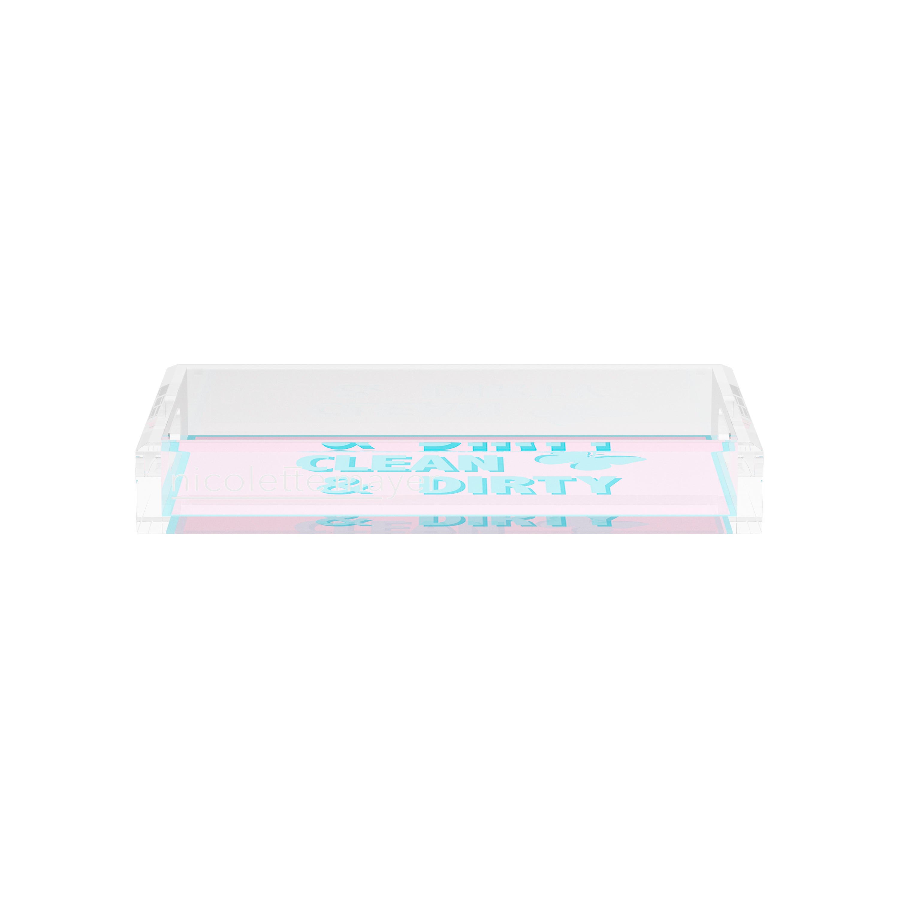 Canasta Clean and Dirty Pale Pink Blue 12.5x7.75 Acrylic Tray - nicolettemayer.com