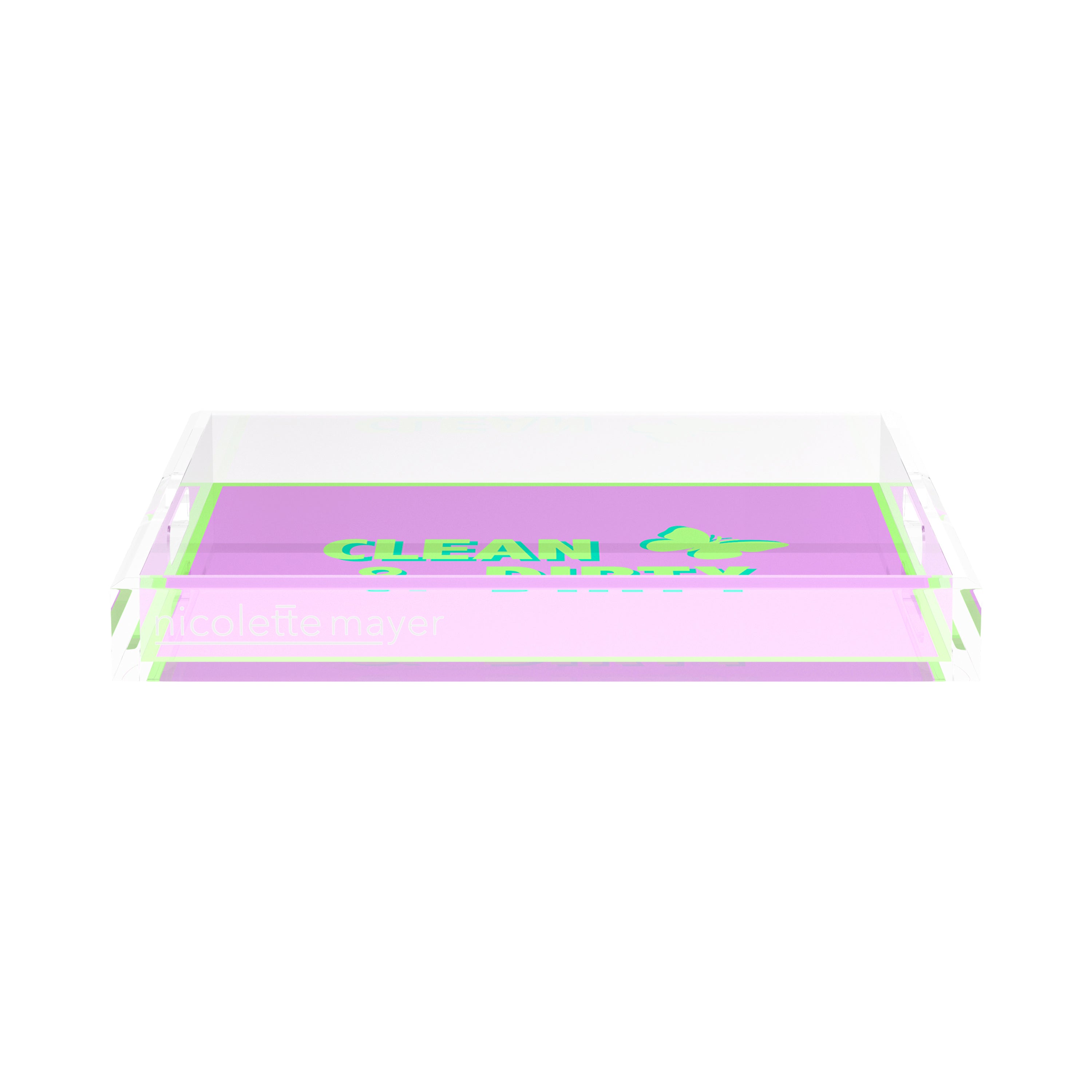 Canasta Clean and Dirty Lime Lilac 15X15 Acrylic Tray - nicolettemayer.com