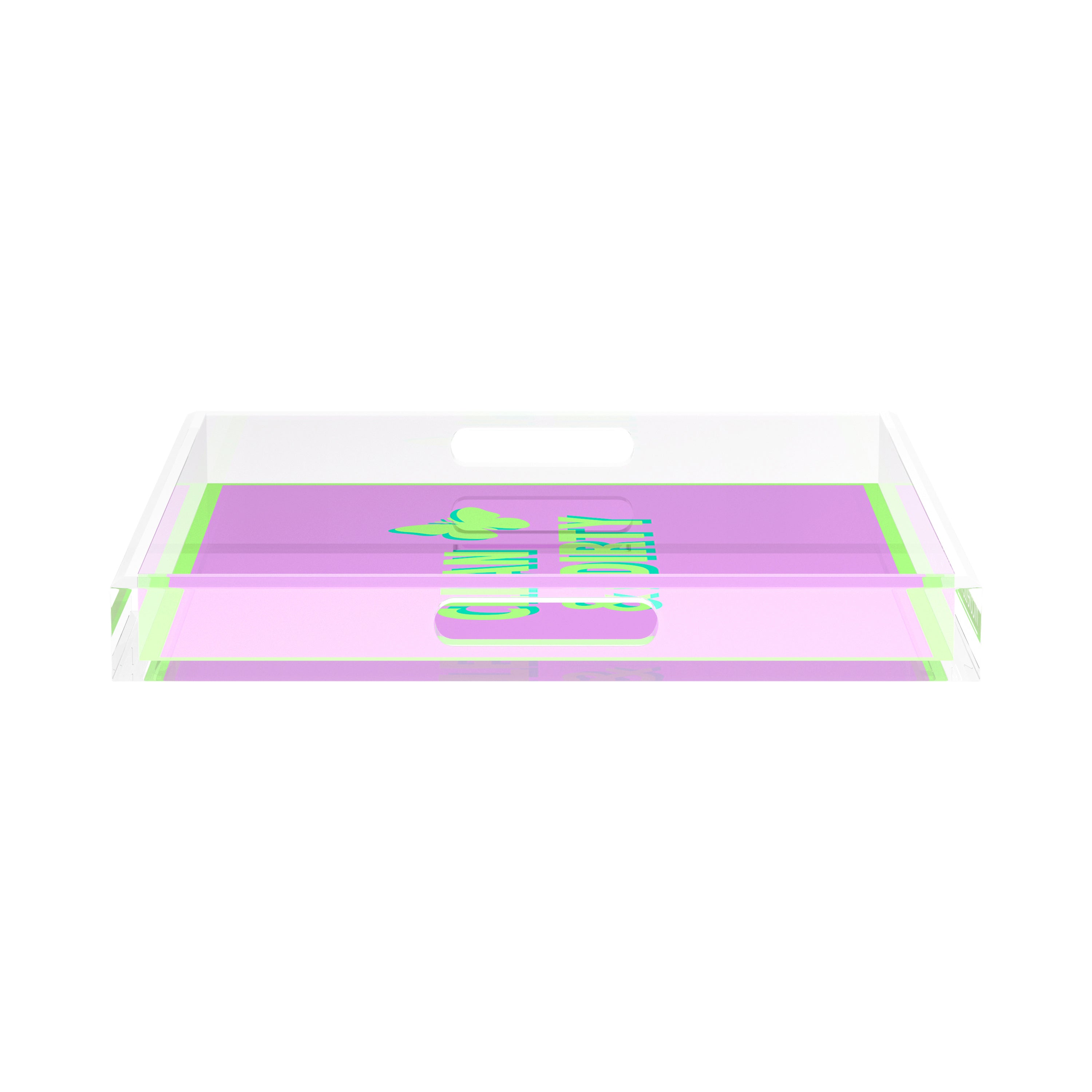 Canasta Clean and Dirty Lime Lilac 15X15 Acrylic Tray - nicolettemayer.com