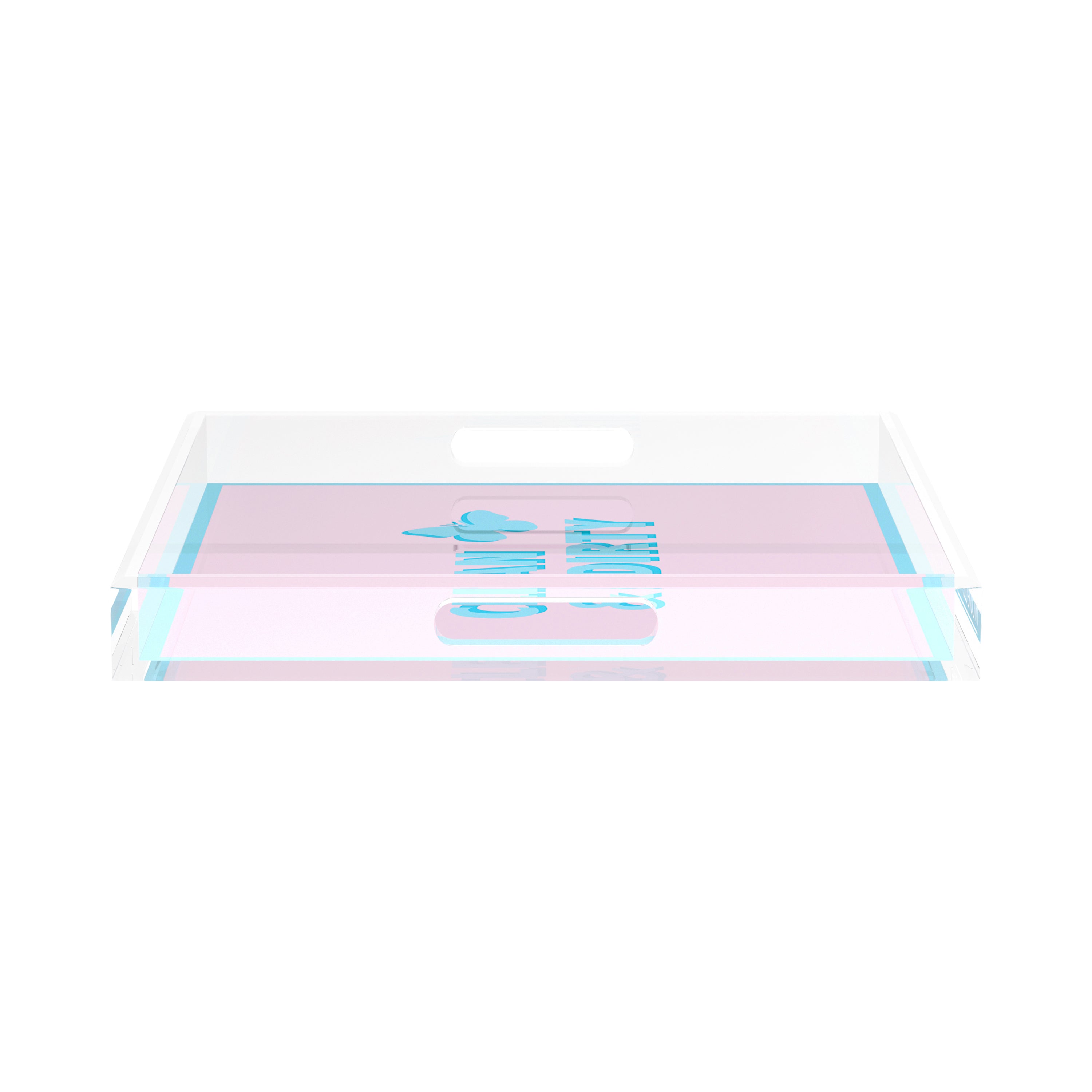 Canasta Clean and Dirty Pale Pink Blue 15X15 Acrylic Tray - nicolettemayer.com