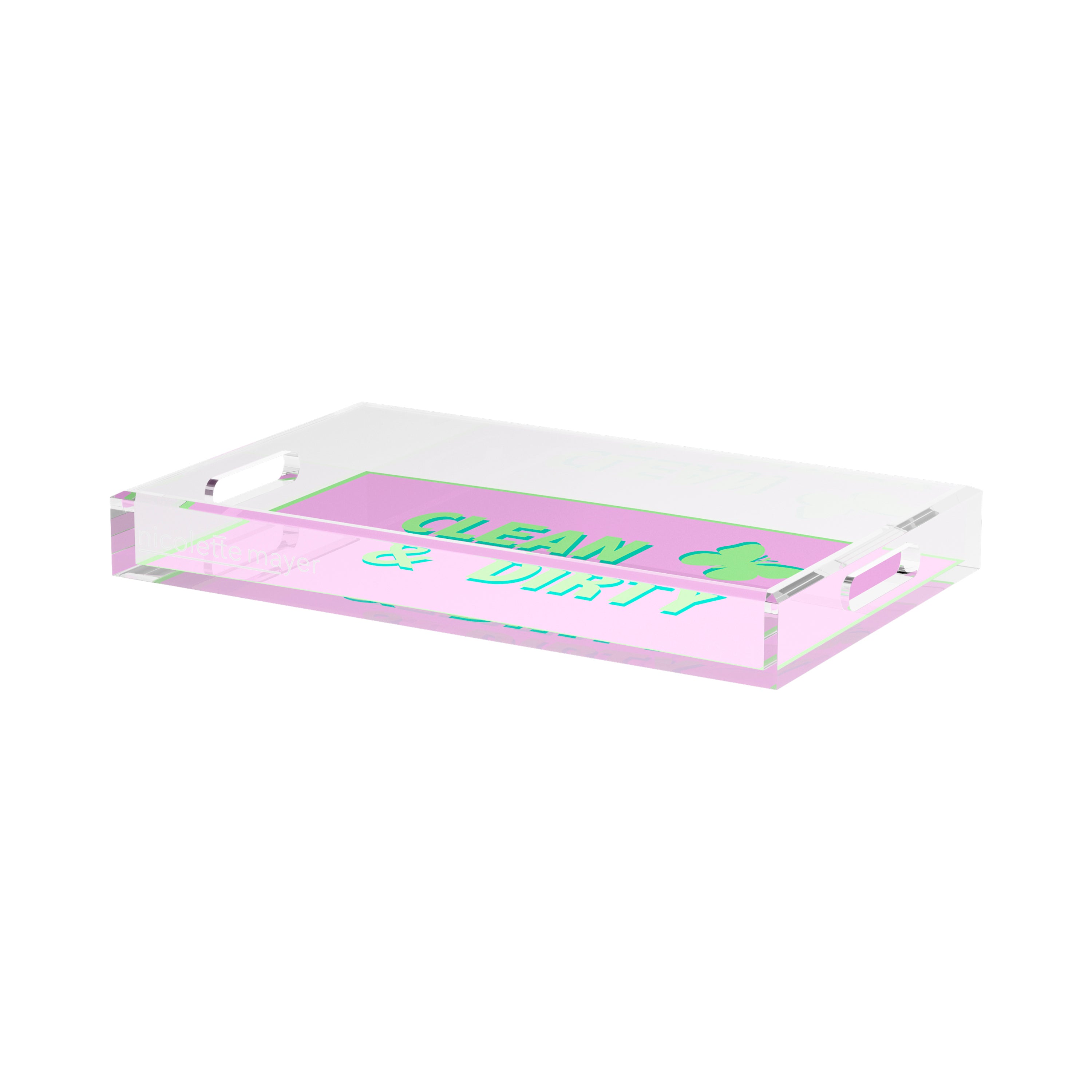 Canasta Clean and Dirty Lime Lilac 17X10.5 Acrylic Tray - nicolettemayer.com